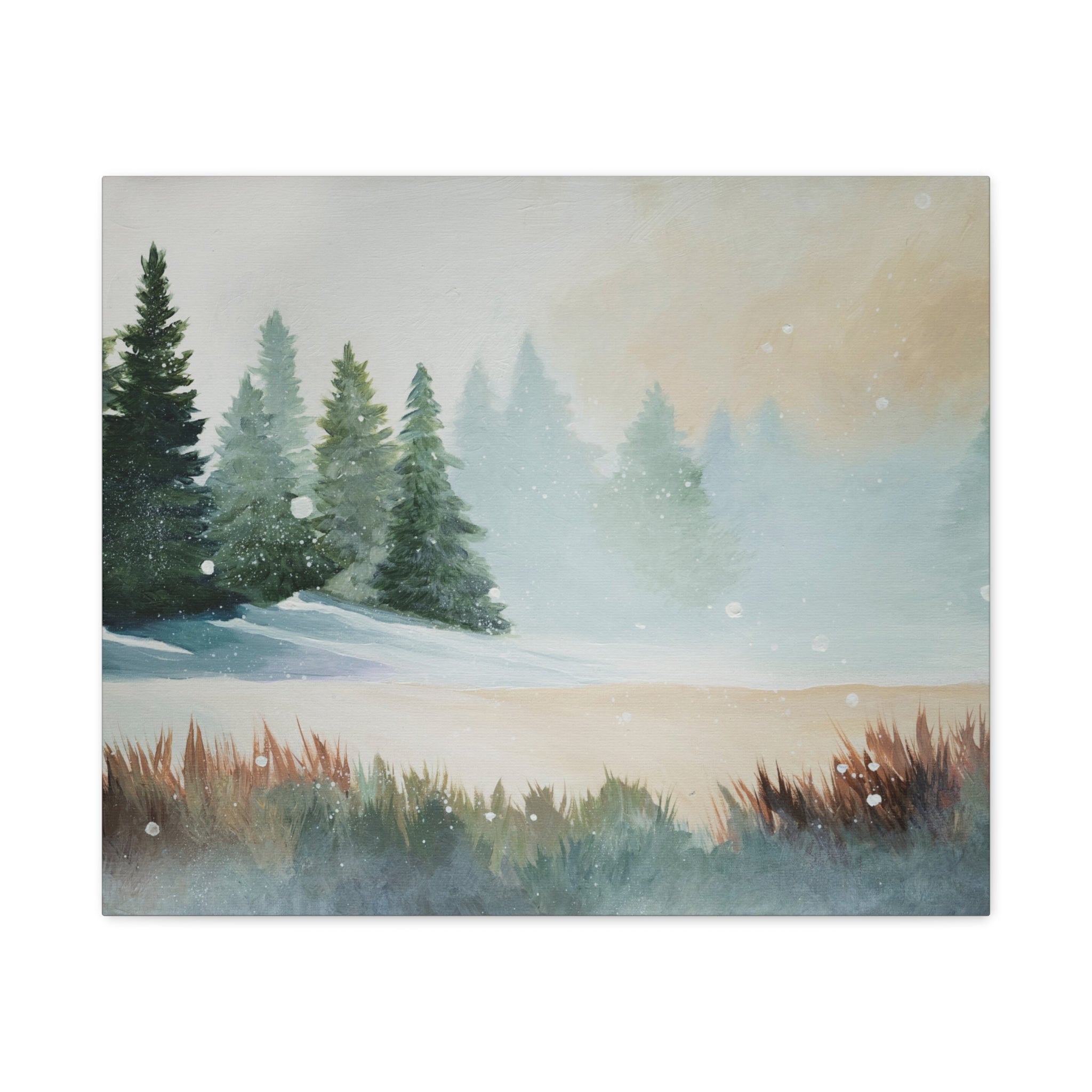 Winter Pines Landscape Canvas – Matte Stretched Wall Art