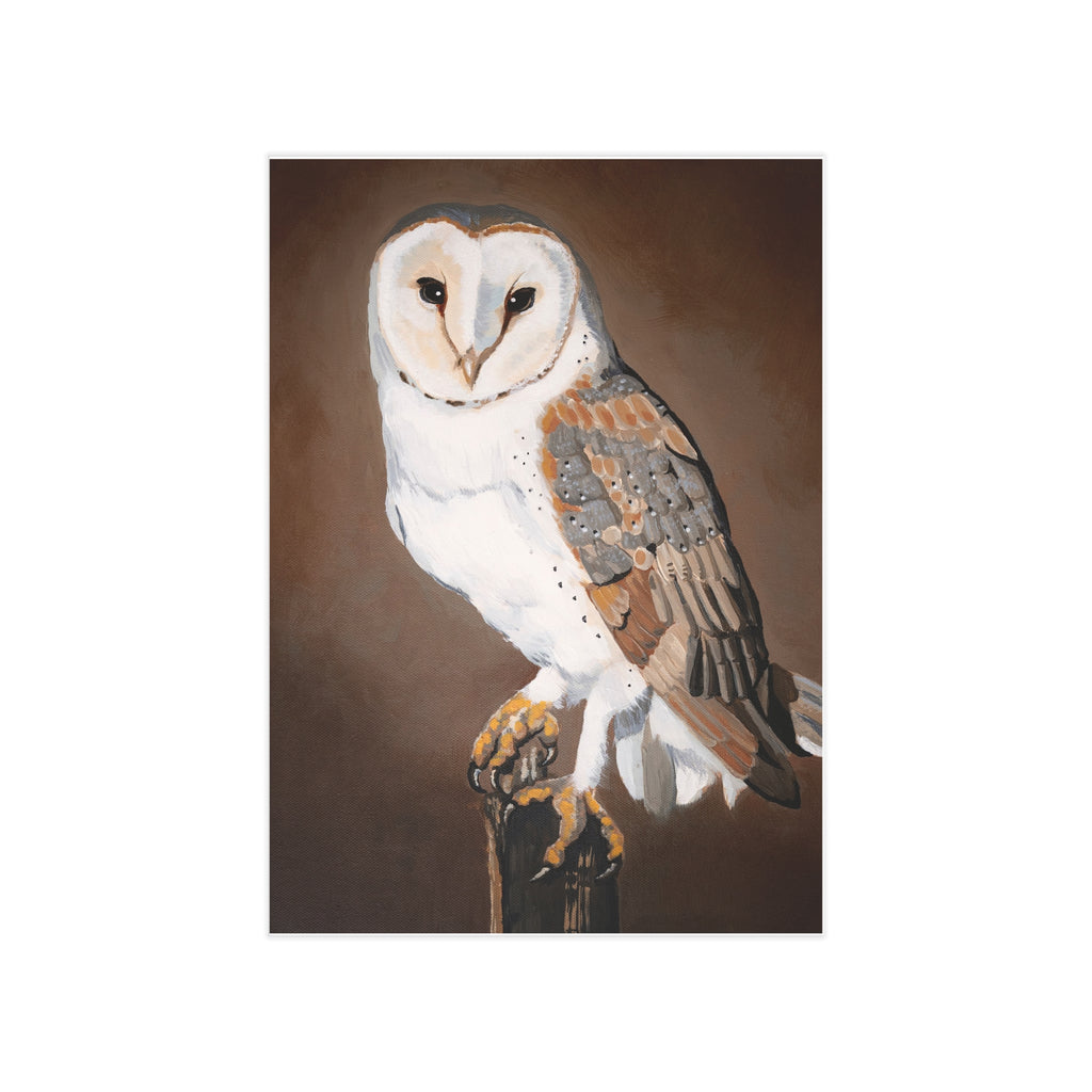 Barn Owl Art Print 5x7" — Rustic Wildlife Wall Decor (Unframed)