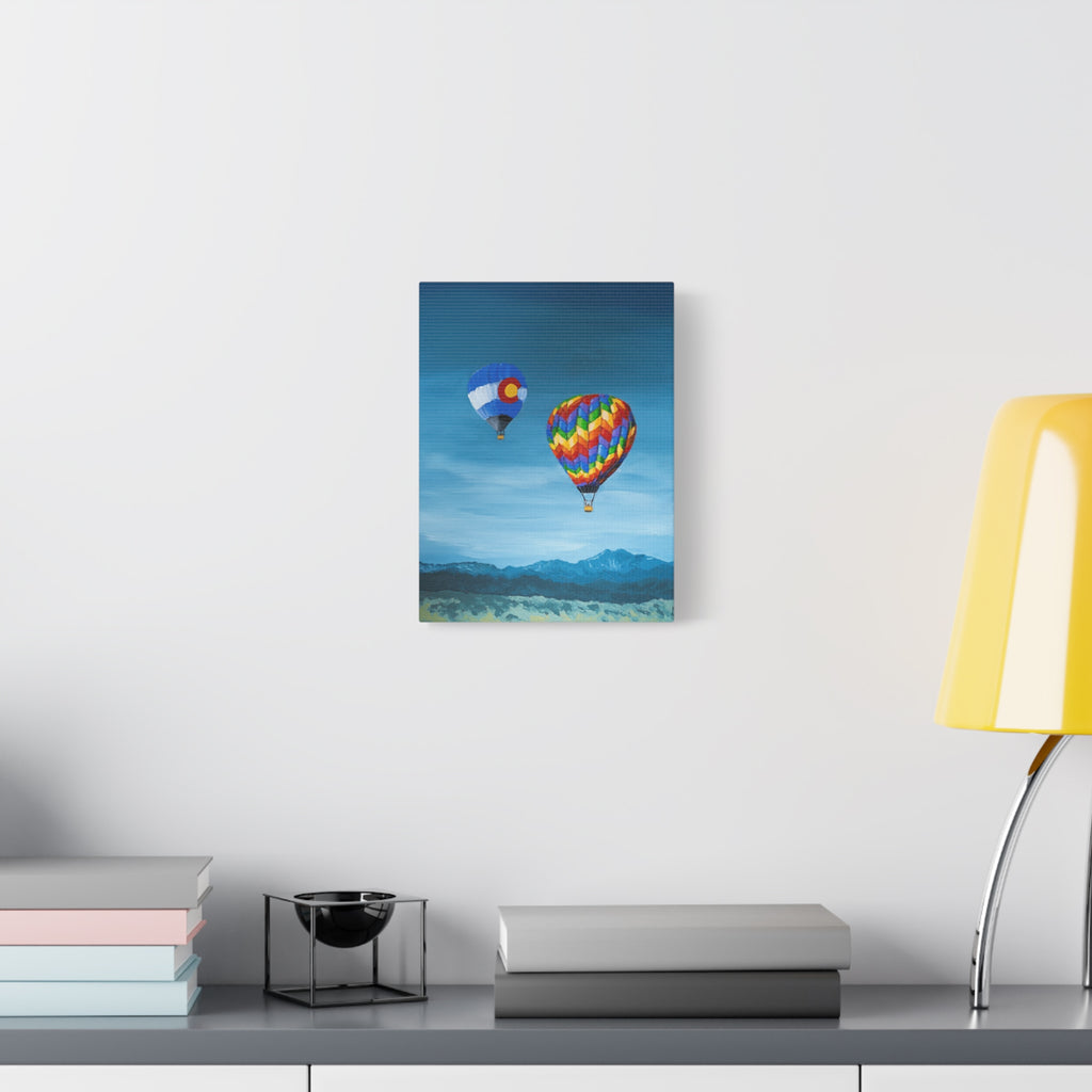Hot Air Balloons Canvas Print — Colorful Mountain Sky Matte Stretched Wall Art
