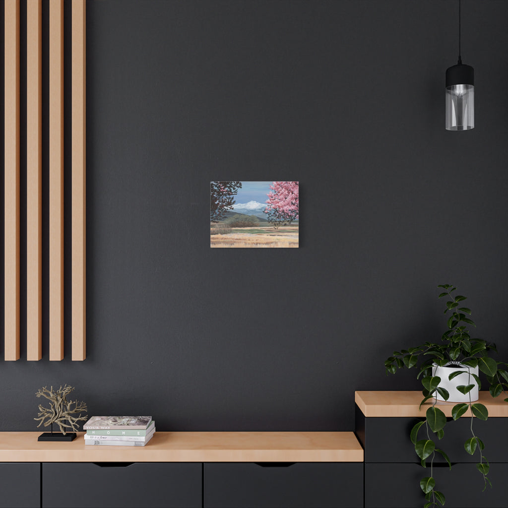 Mountain Blossom Canvas Print — Spring Landscape Matte Stretched Wall Art