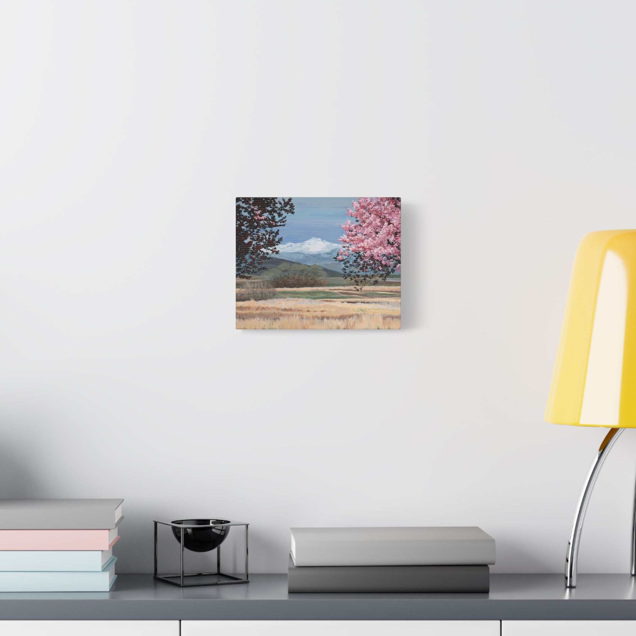 Mountain Blossom Canvas Print — Spring Landscape Matte Stretched Wall Art