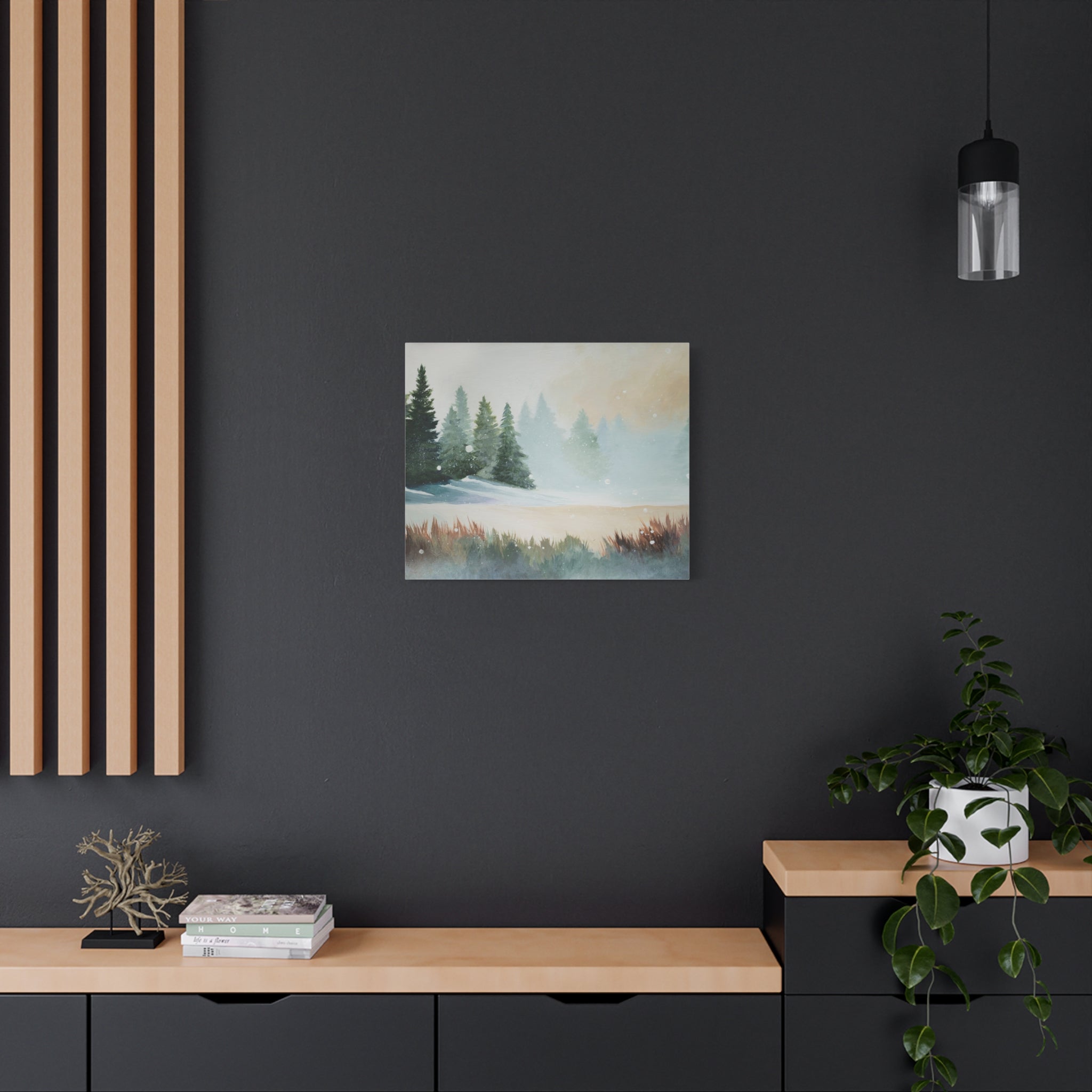 Winter Pines Landscape Canvas – Matte Stretched Wall Art