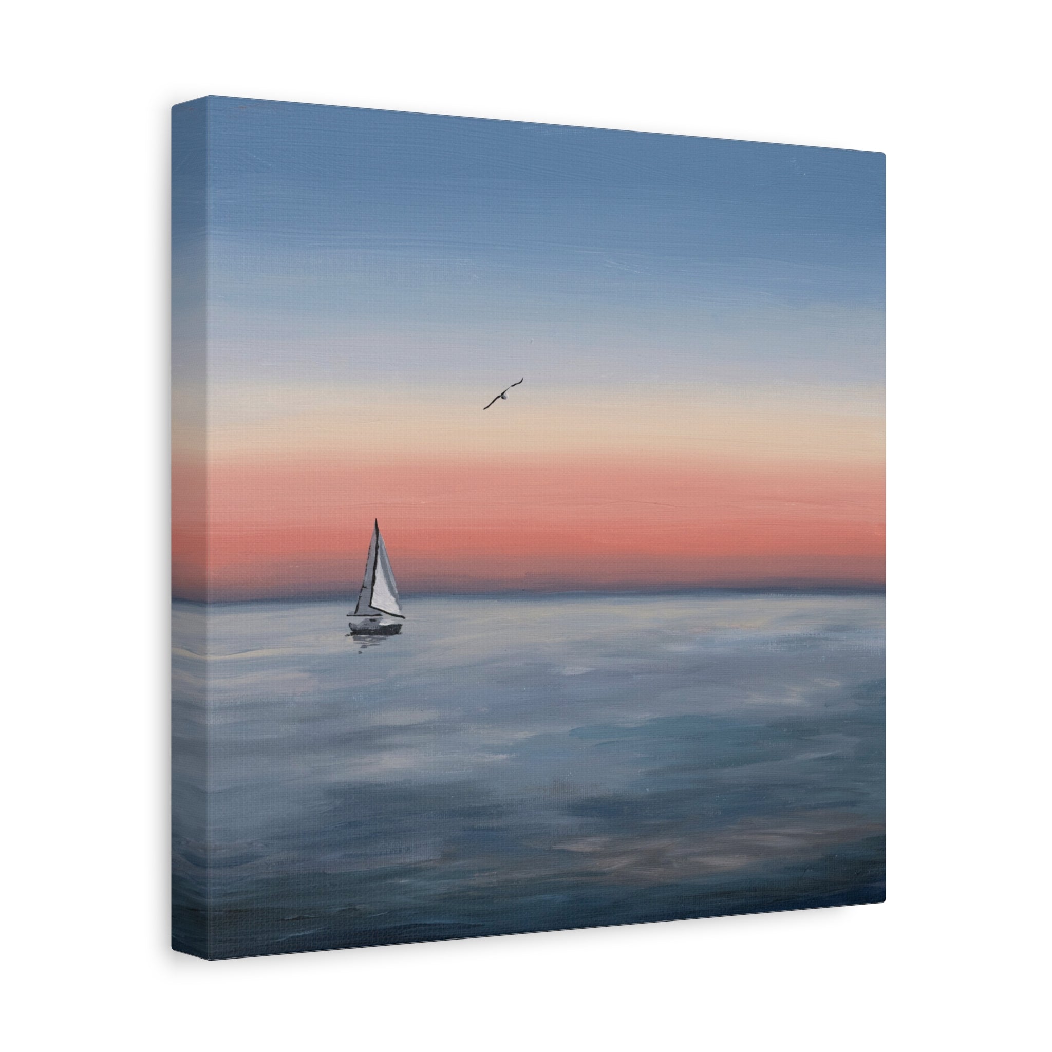 Seaside Serenity Matte Canvas Print — Sailboat Sunset Wall Art