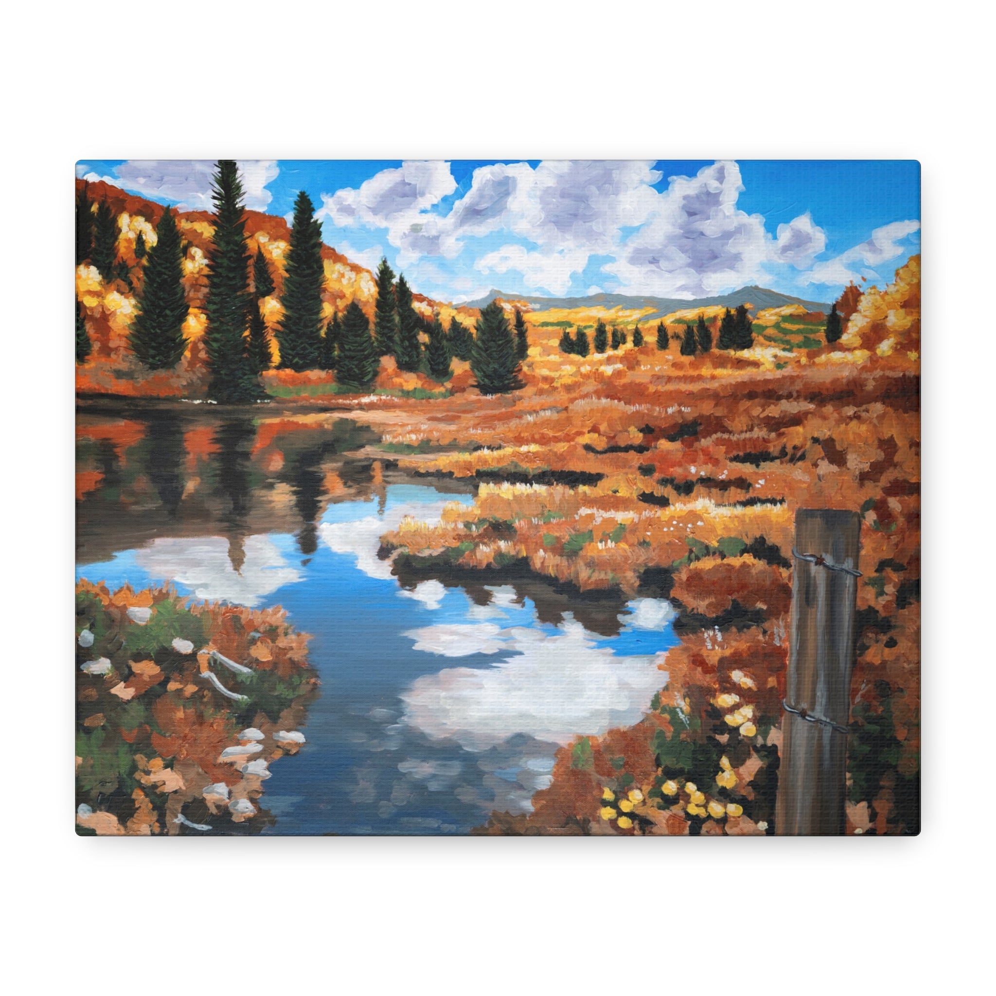 Autumn River Landscape Canvas Print – Stretched Matte Wall Art