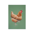 Chicken Art Print - Farmhouse Hen Illustration on Green Background