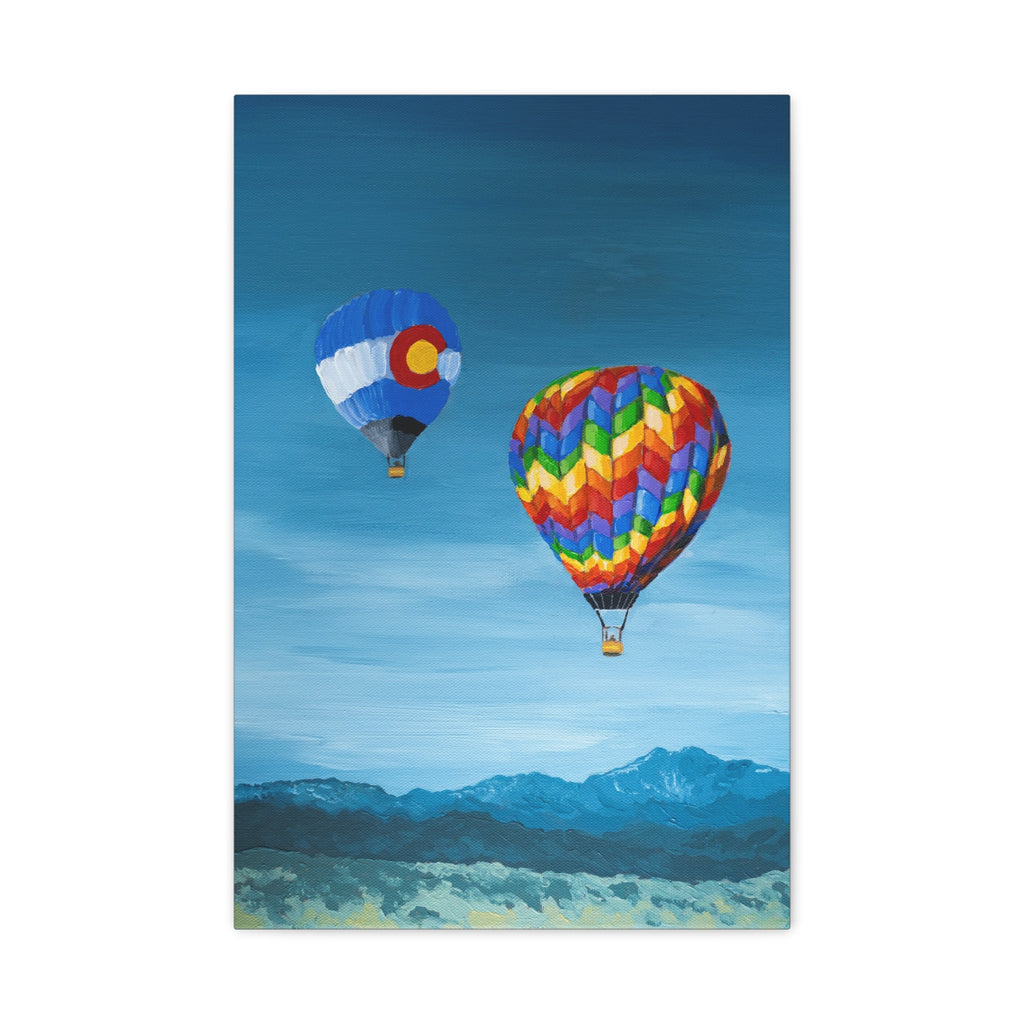 Hot Air Balloons Canvas Print — Colorful Mountain Sky Matte Stretched Wall Art