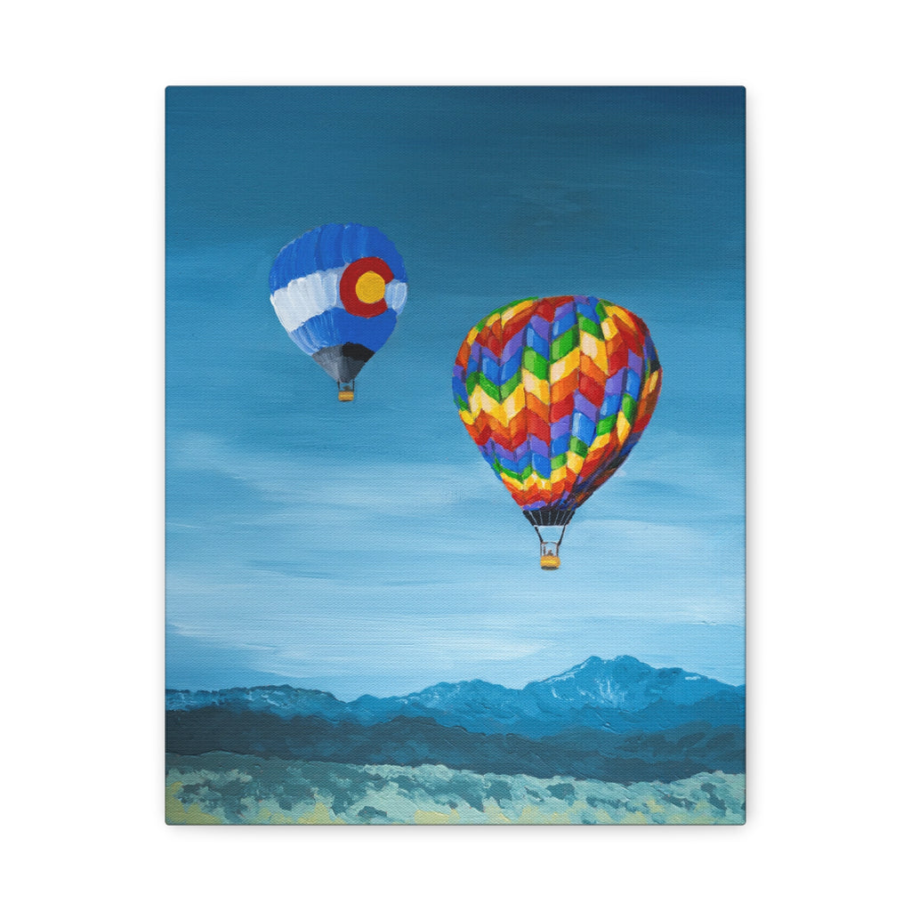 Hot Air Balloons Canvas Print — Colorful Mountain Sky Matte Stretched Wall Art