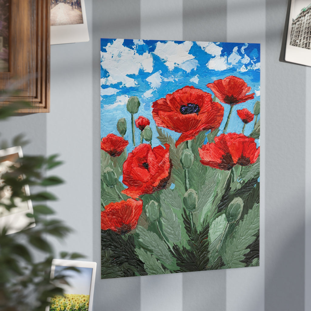 Poppy Field Art Print 5x7 and 8x10" — Vibrant Red Poppies Unframed Wall Art