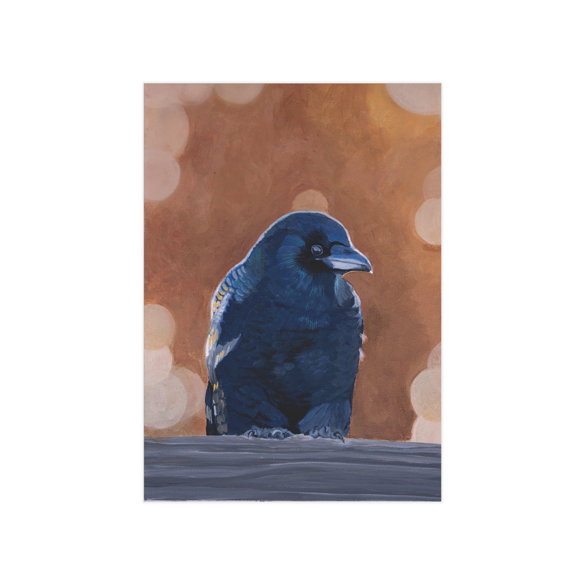 Crow Portrait Print — Blue Raven Unframed Art Print