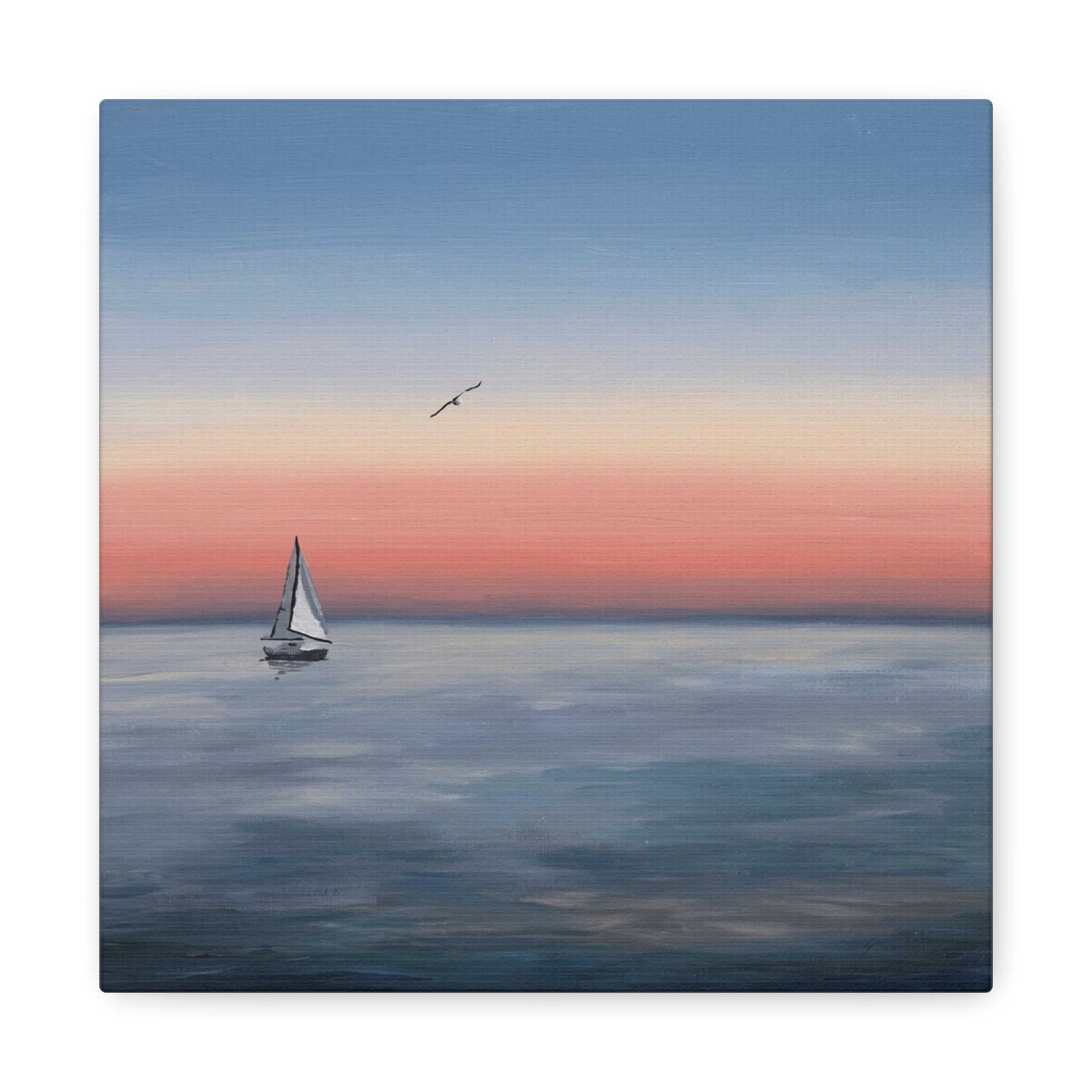 Seaside Serenity Matte Canvas Print — Sailboat Sunset Wall Art