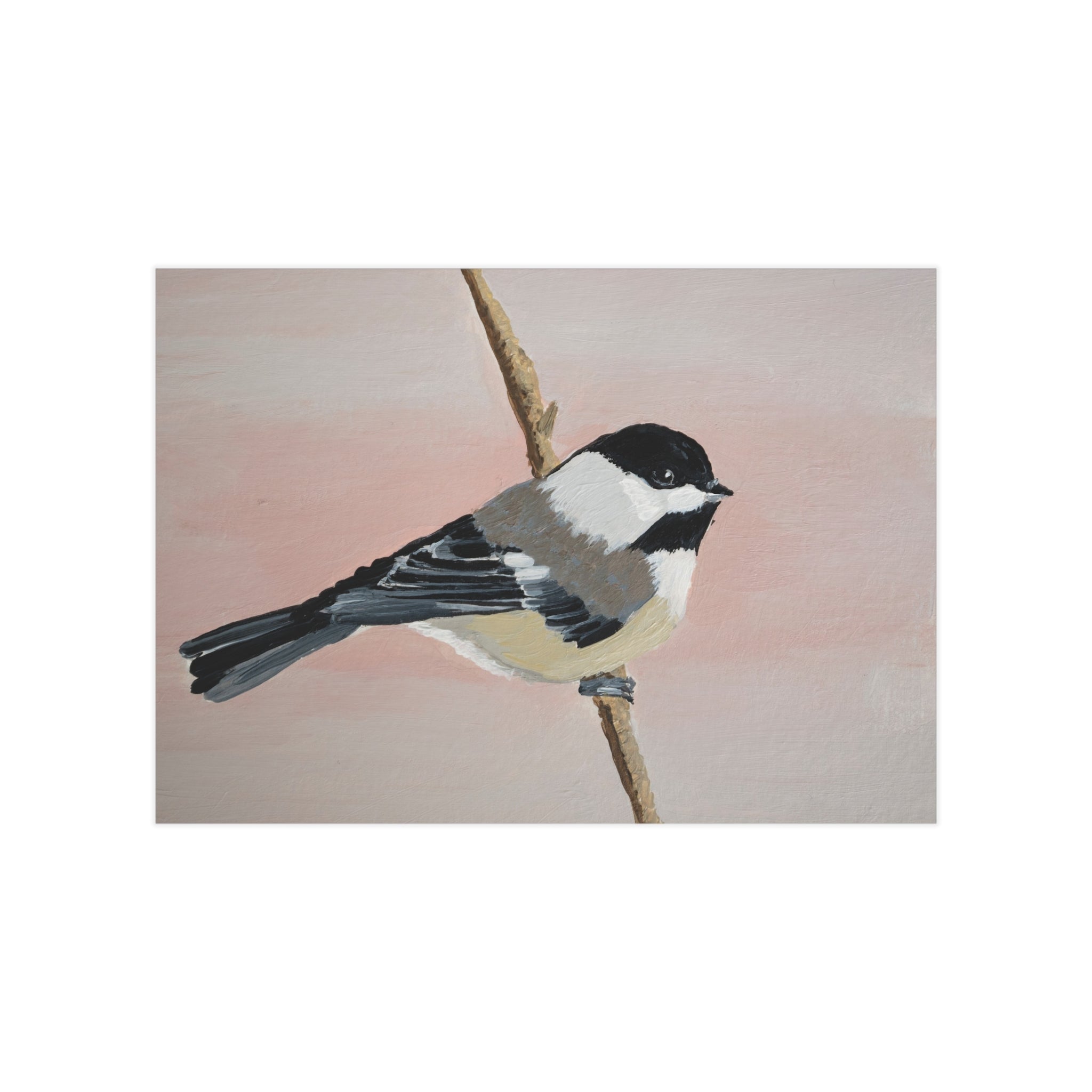 Chickadee Art Print 5x7" — Minimalist Bird Illustration Unframed