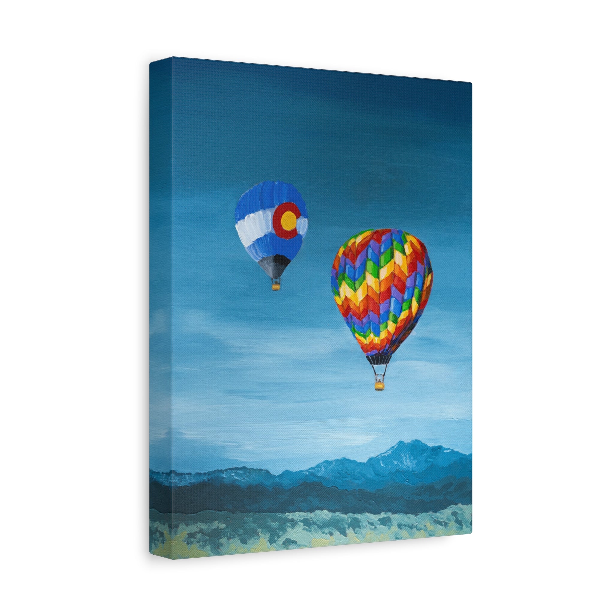Hot Air Balloons Canvas Print — Colorful Mountain Sky Matte Stretched Wall Art