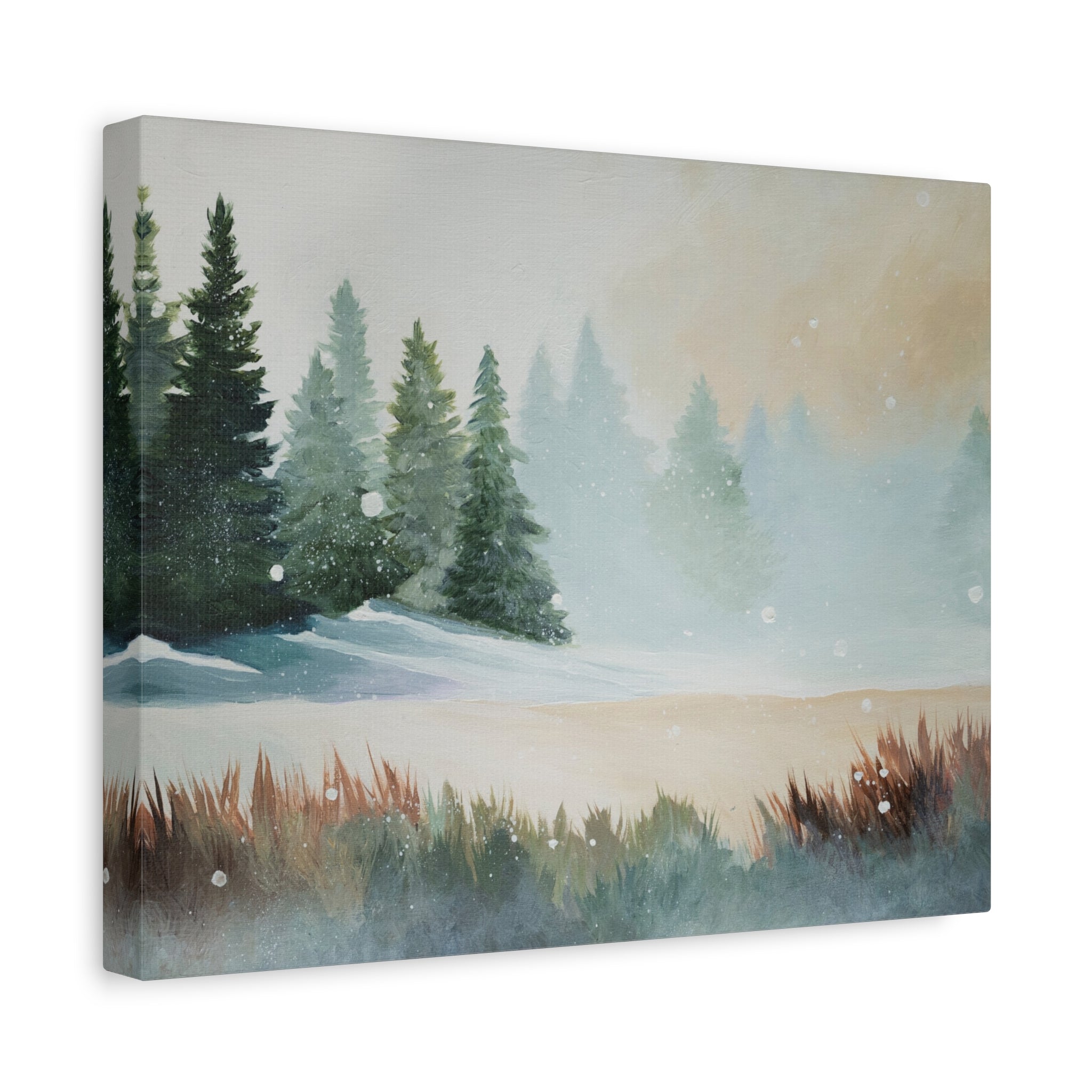 Winter Pines Landscape Canvas – Matte Stretched Wall Art