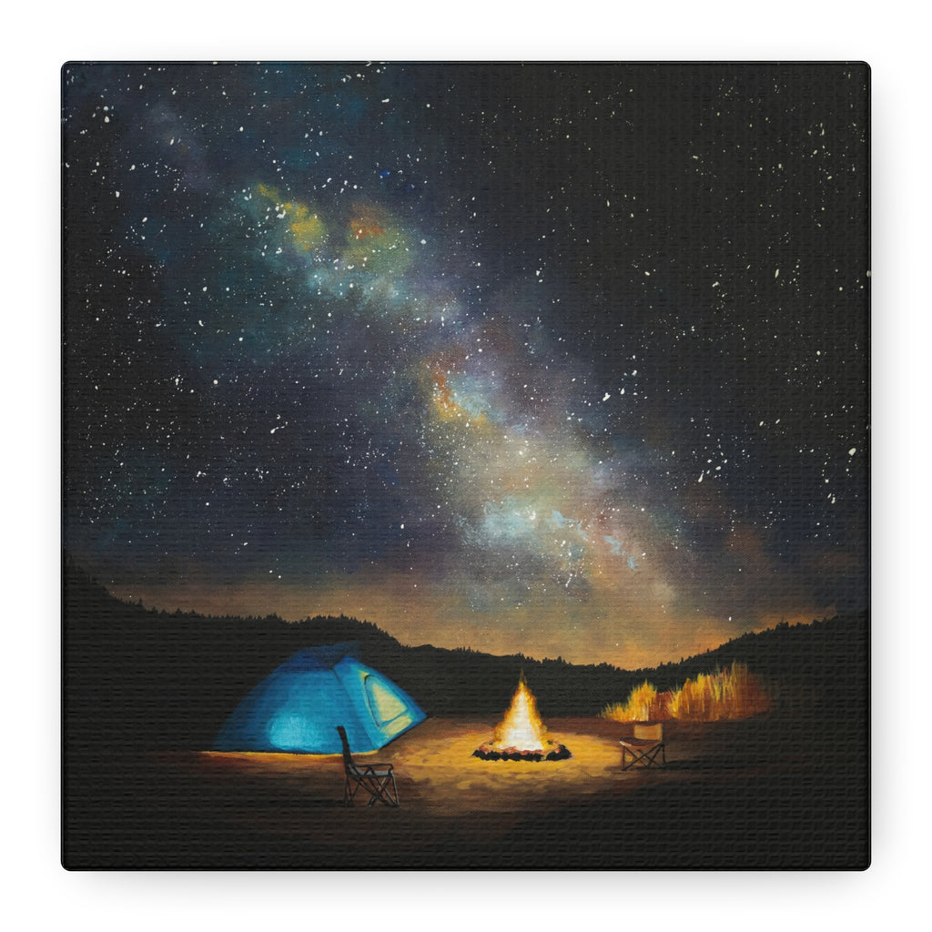 Campfire Under the Milky Way Matte Canvas Wall Art