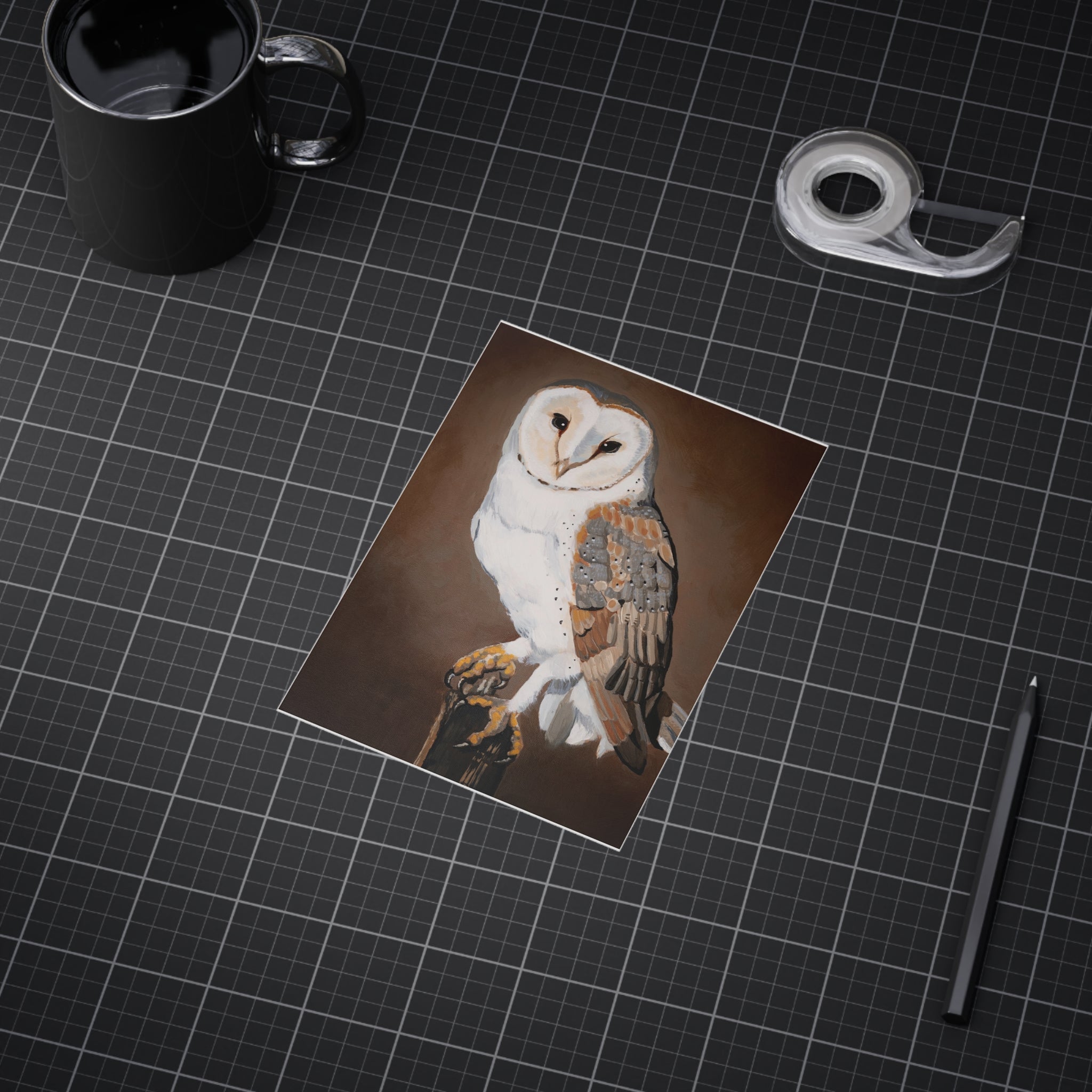 Barn Owl Art Print 5x7" — Rustic Wildlife Wall Decor (Unframed)
