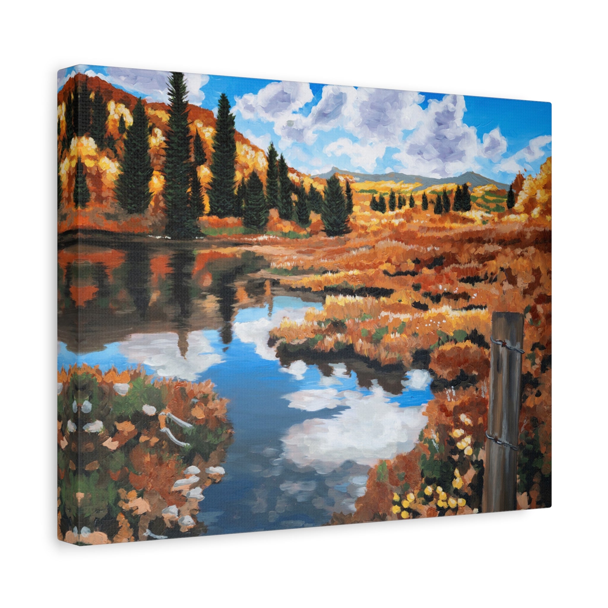 Autumn River Landscape Canvas Print – Stretched Matte Wall Art