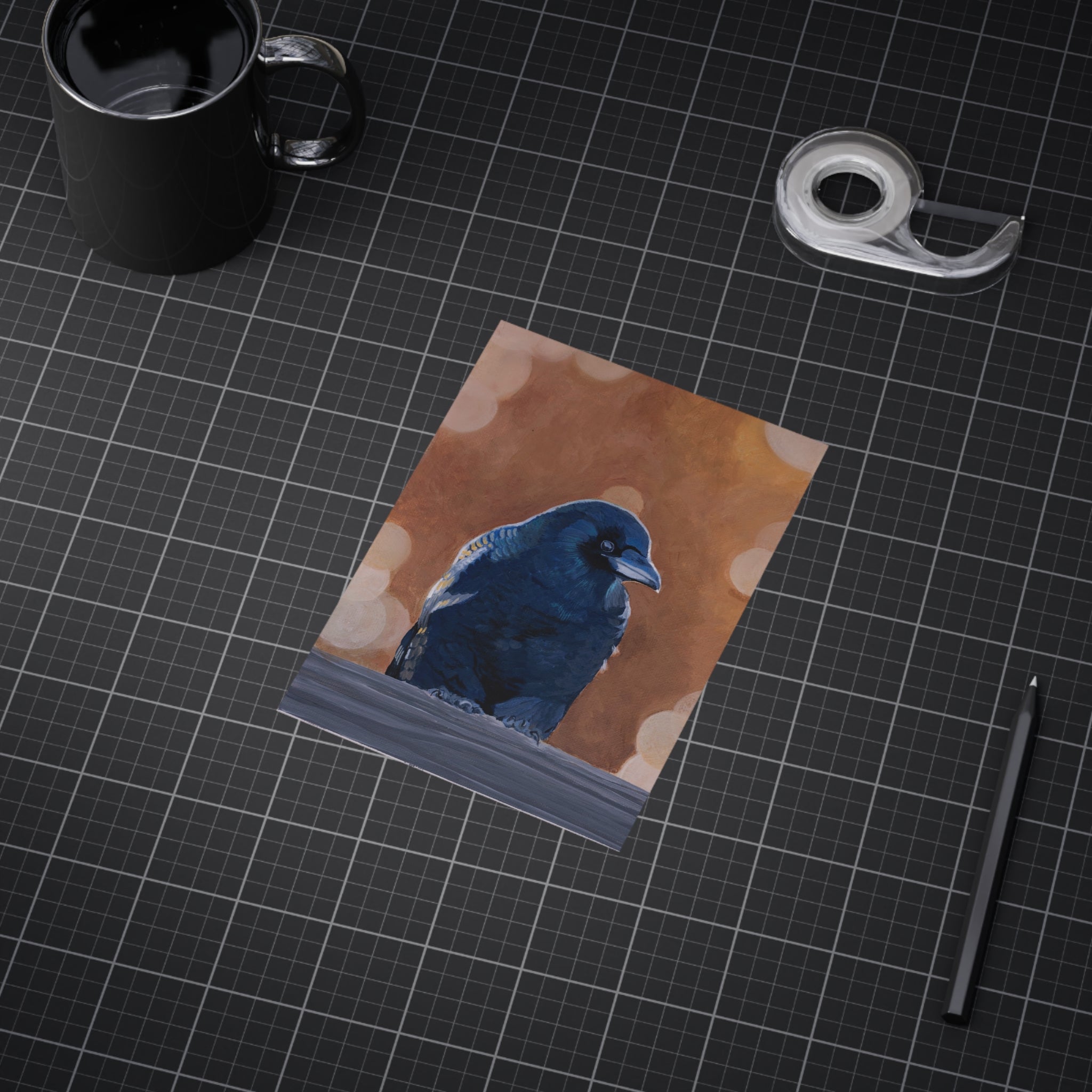 Crow Portrait Print — Blue Raven Unframed Art Print