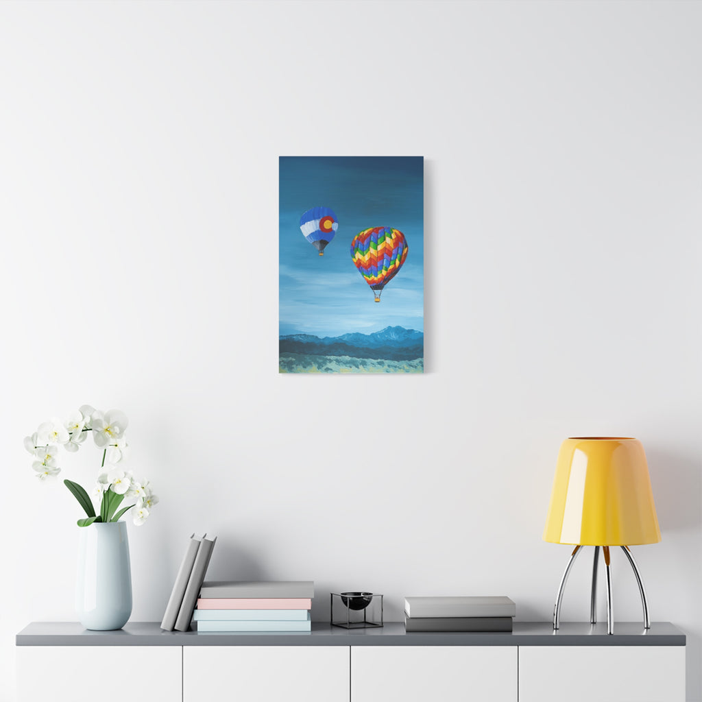 Hot Air Balloons Canvas Print — Colorful Mountain Sky Matte Stretched Wall Art