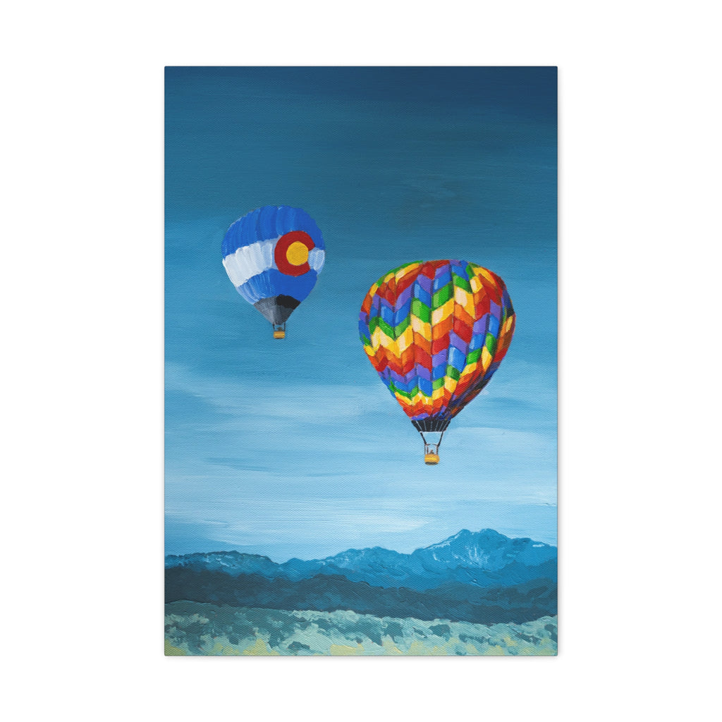 Hot Air Balloons Canvas Print — Colorful Mountain Sky Matte Stretched Wall Art