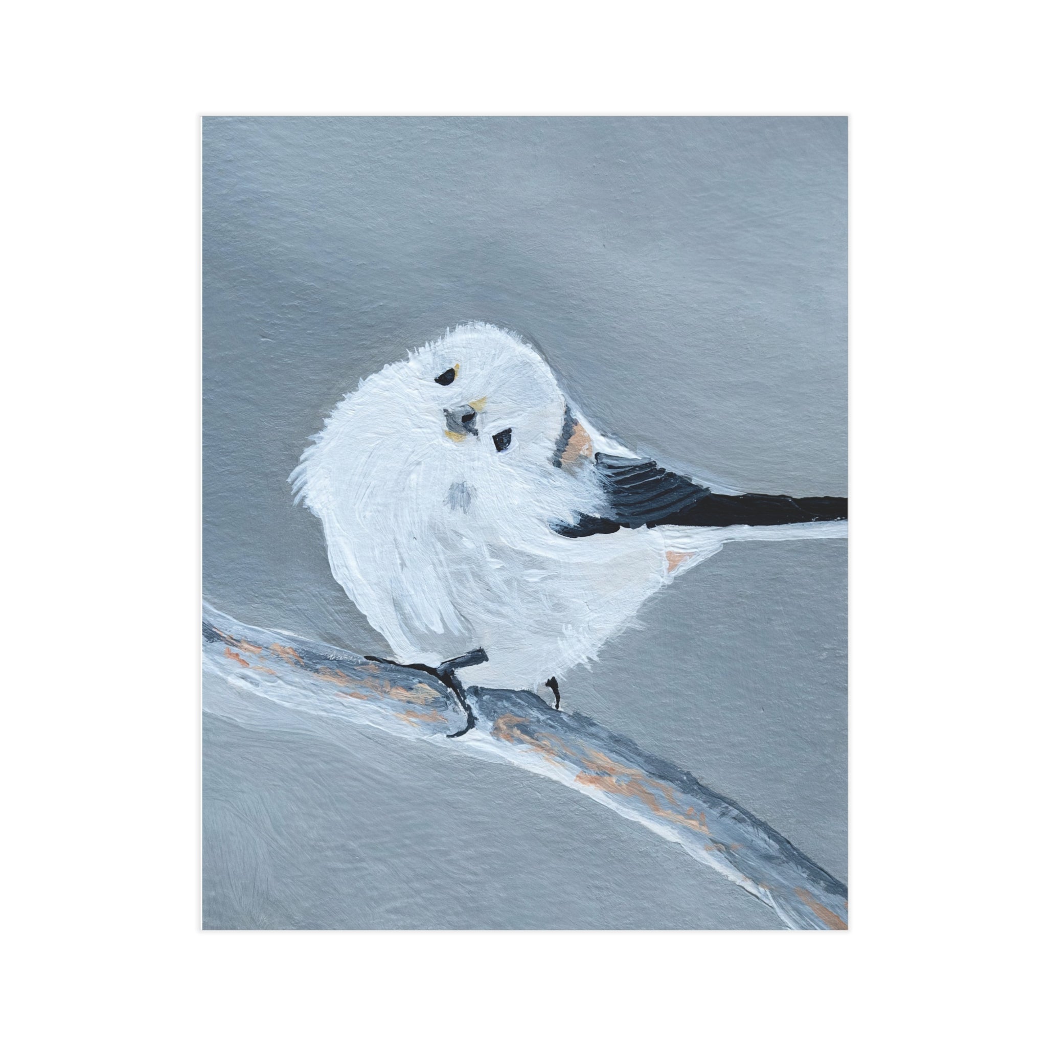 Long-tailed Tit Bird Art Print — Charming Minimalist Wildlife Wall Decor