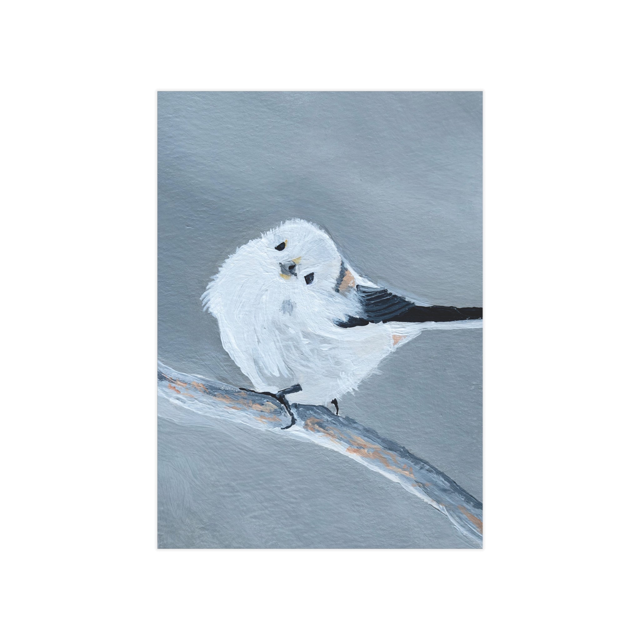 Long-tailed Tit Bird Art Print — Charming Minimalist Wildlife Wall Decor