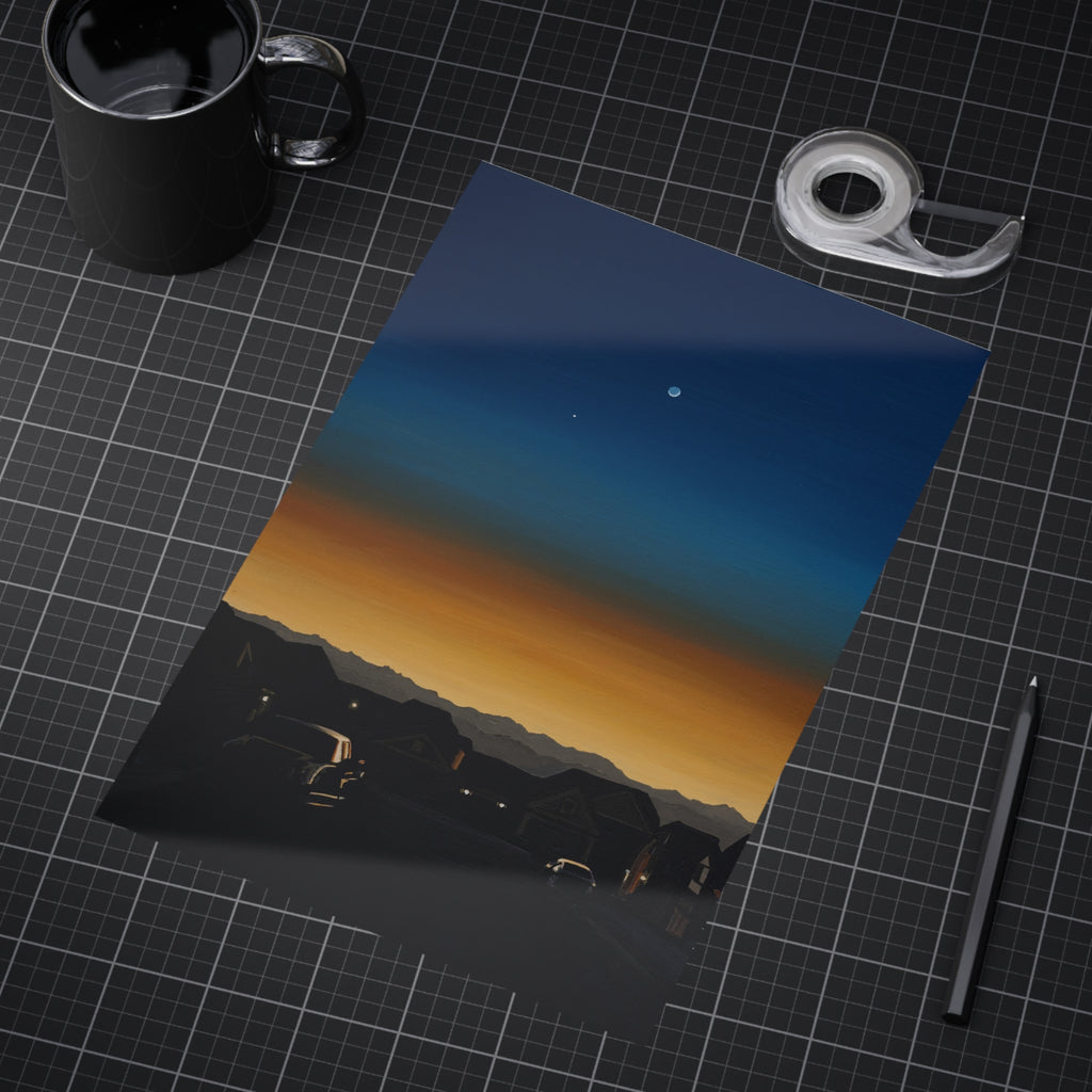 Sunset Suburb Nightscape Unframed Print — Twilight Sky Art Print