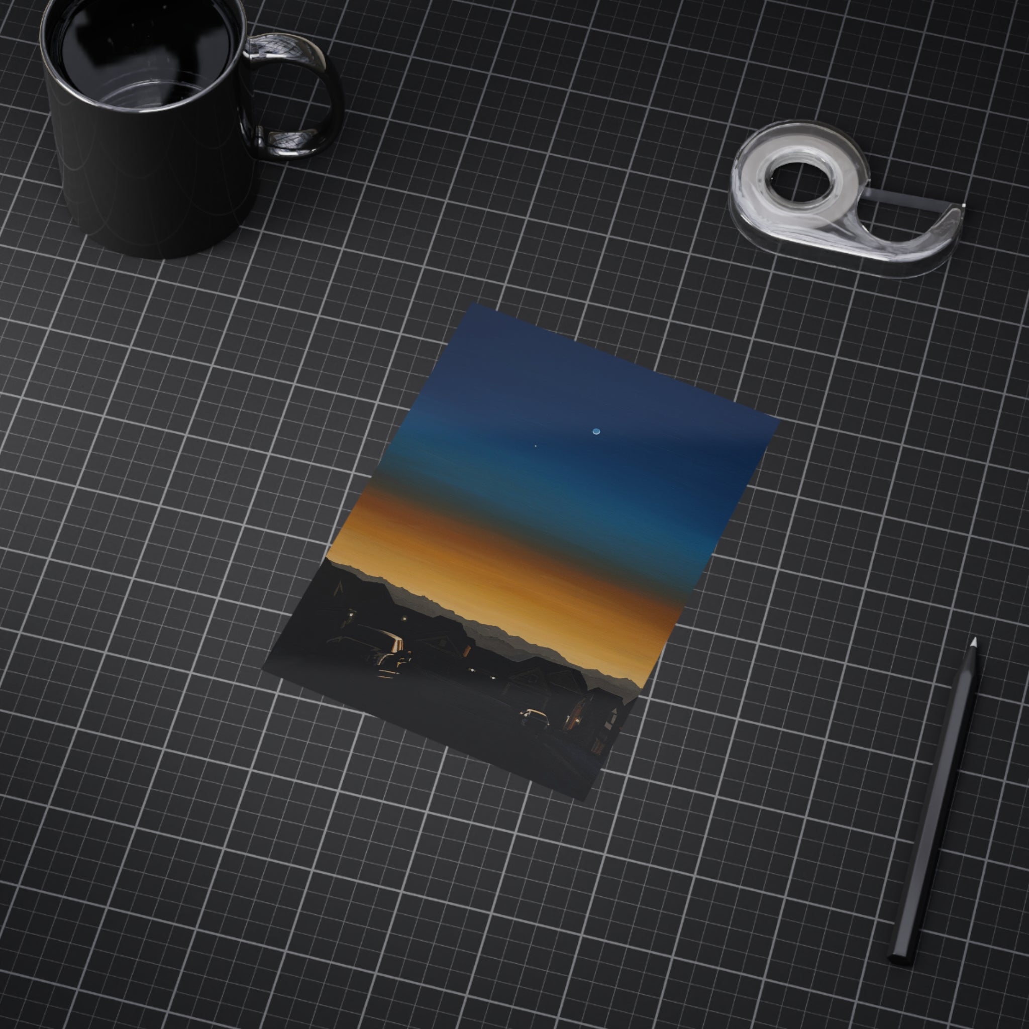 Sunset Suburb Nightscape Unframed Print — Twilight Sky Art Print