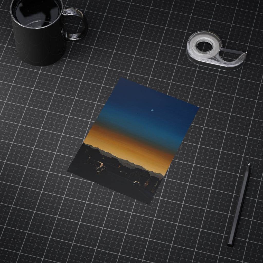 Sunset Suburb Nightscape Unframed Print — Twilight Sky Art Print