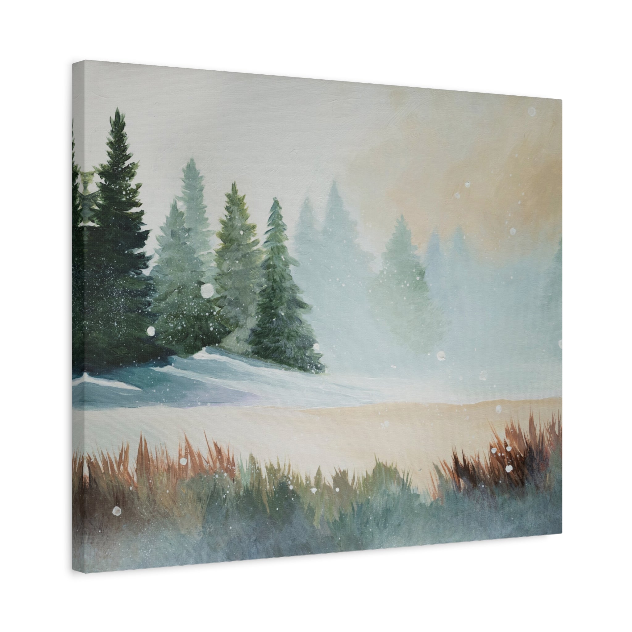 Winter Pines Landscape Canvas – Matte Stretched Wall Art