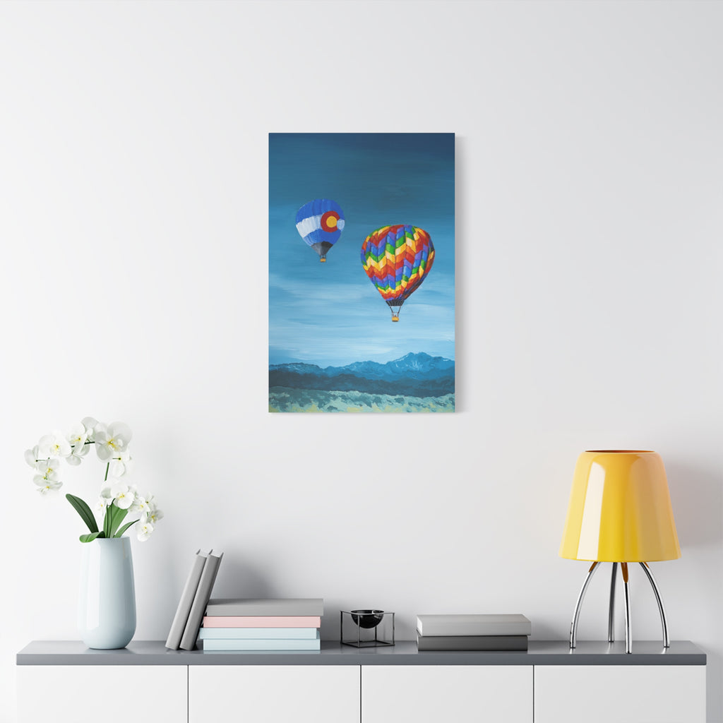 Hot Air Balloons Canvas Print — Colorful Mountain Sky Matte Stretched Wall Art