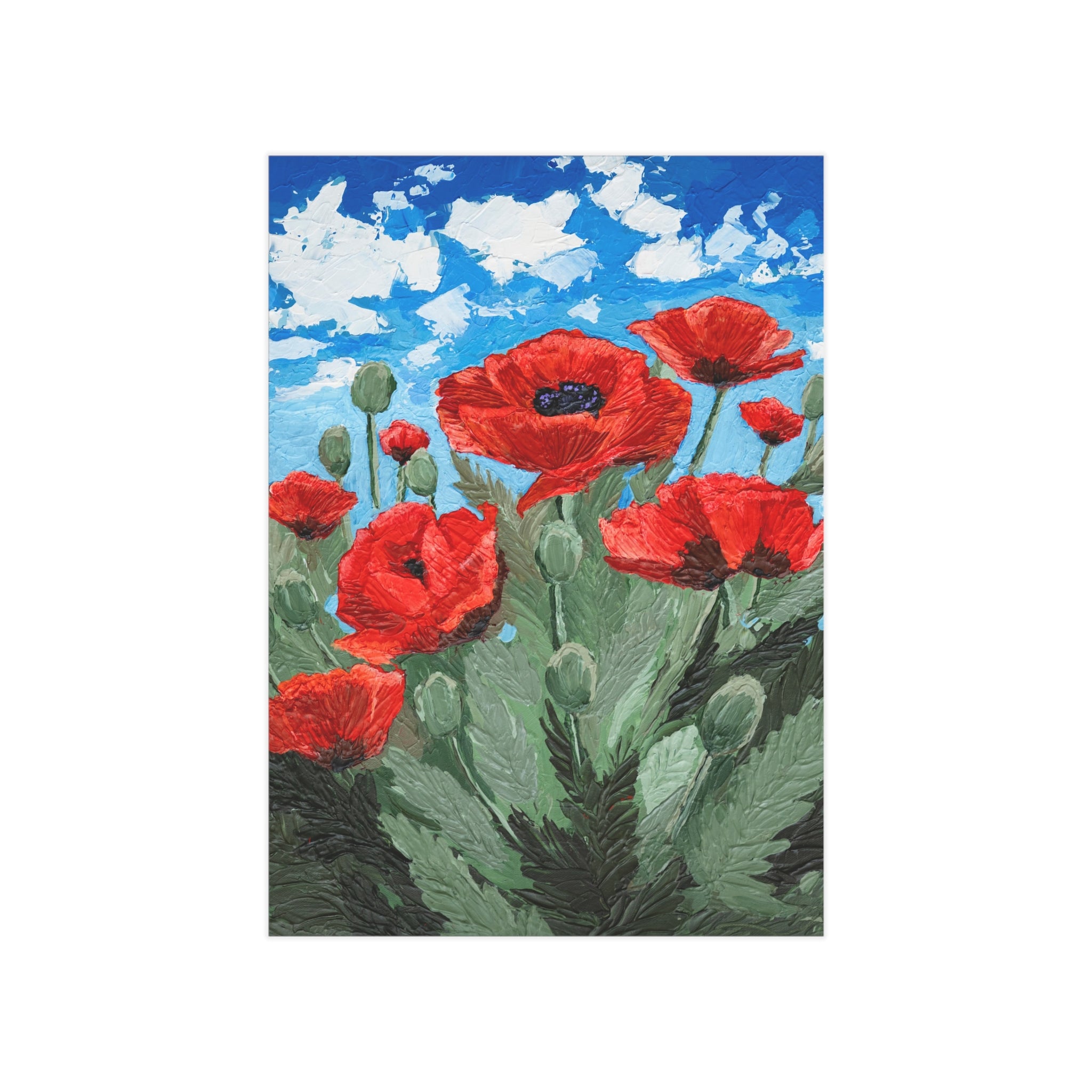 Poppy Field Art Print 5x7 and 8x10" — Vibrant Red Poppies Unframed Wall Art