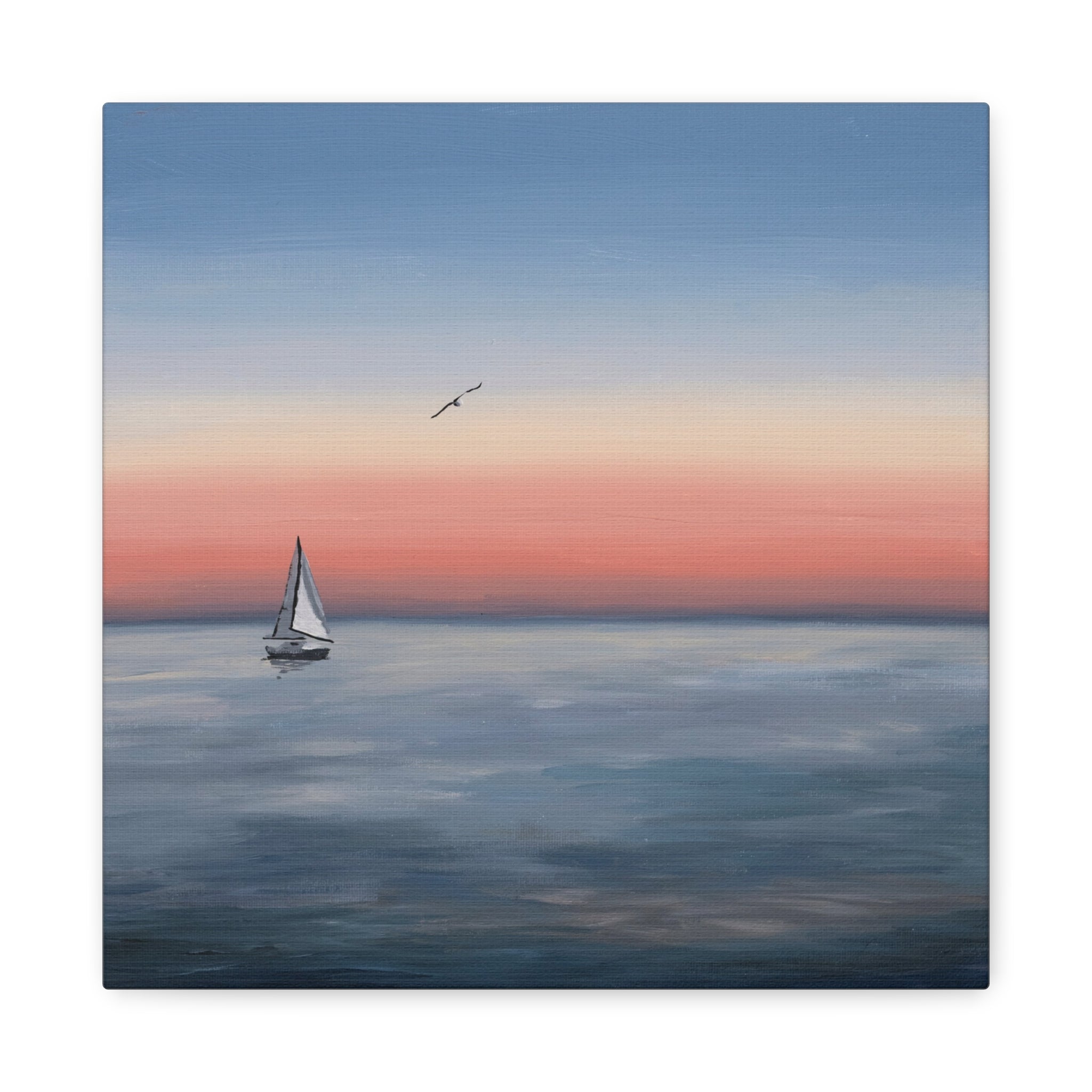 Seaside Serenity Matte Canvas Print — Sailboat Sunset Wall Art