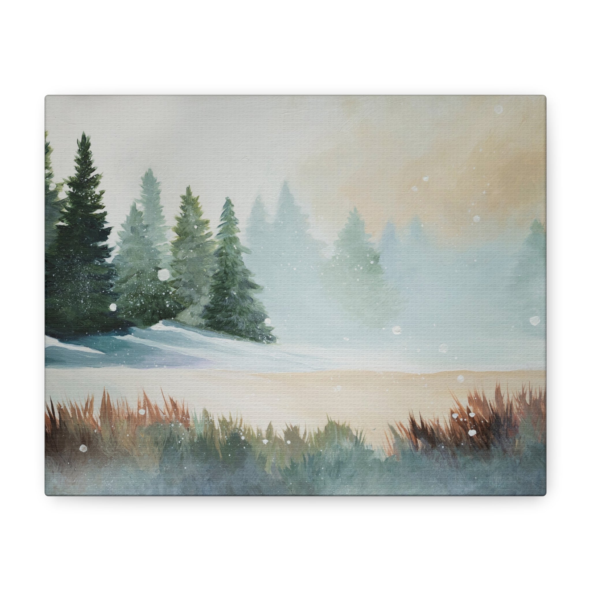 Winter Pines Landscape Canvas – Matte Stretched Wall Art