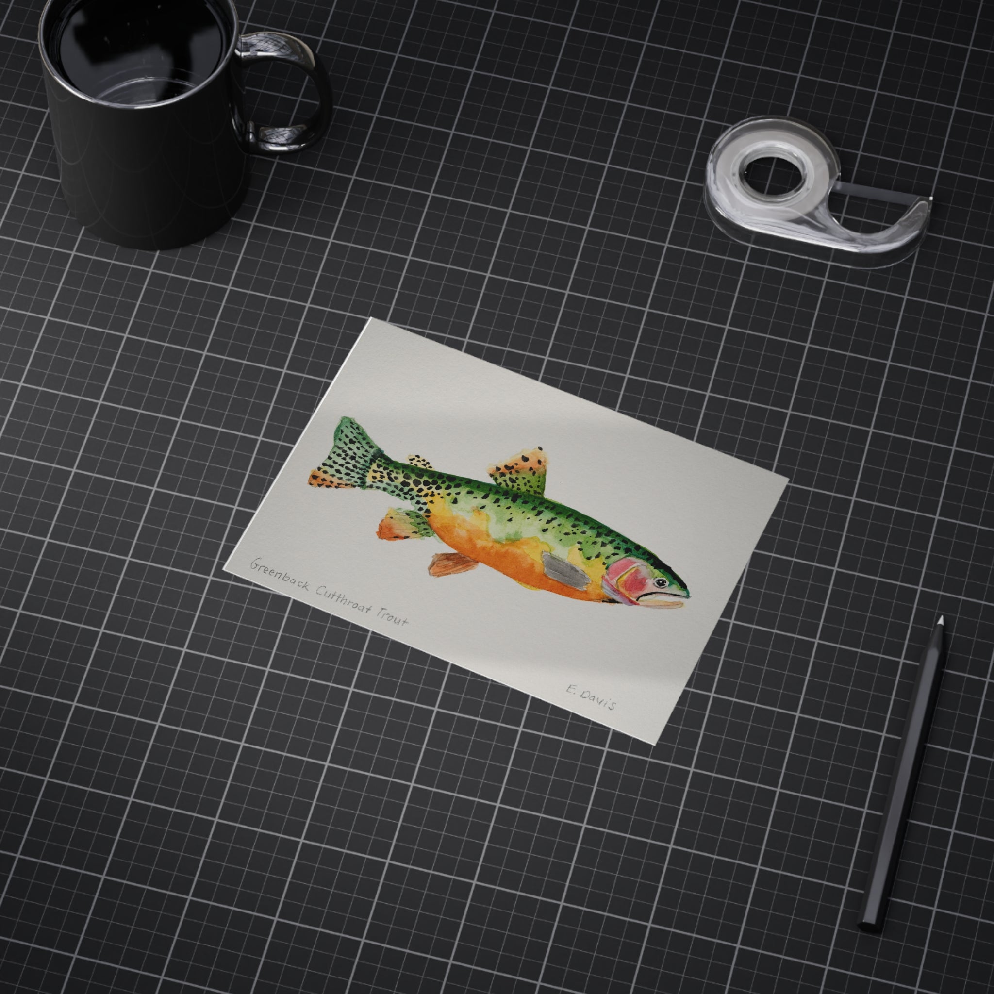 Greenback Cutthroat Trout Art Print 5x7" — Watercolor Fish Unframed Print for Anglers & Nature Lovers