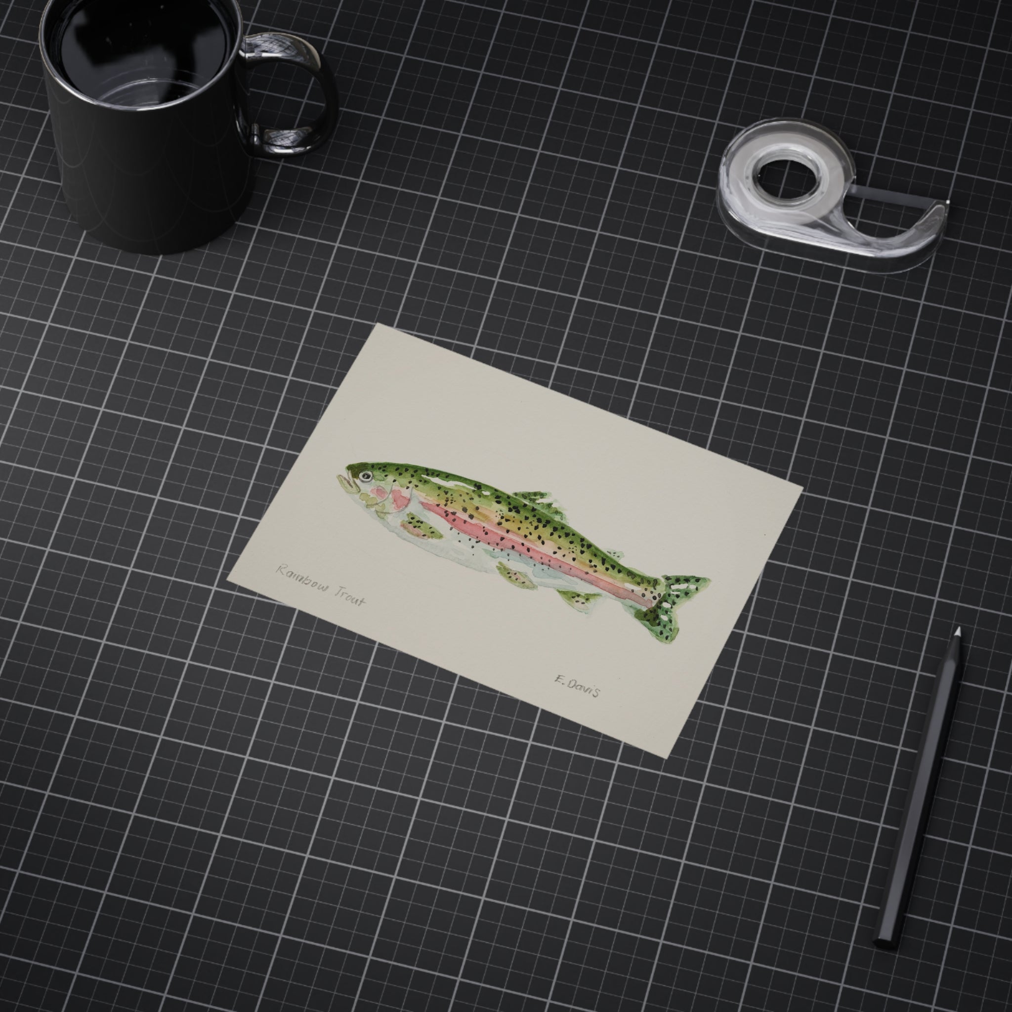 Rainbow Trout Watercolor Print 5x7" — Unframed Fish Art Print for Anglers & Nautical Decor