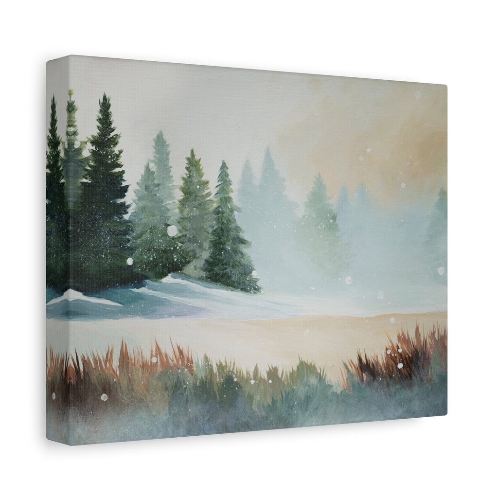 Winter Pines Landscape Canvas – Matte Stretched Wall Art