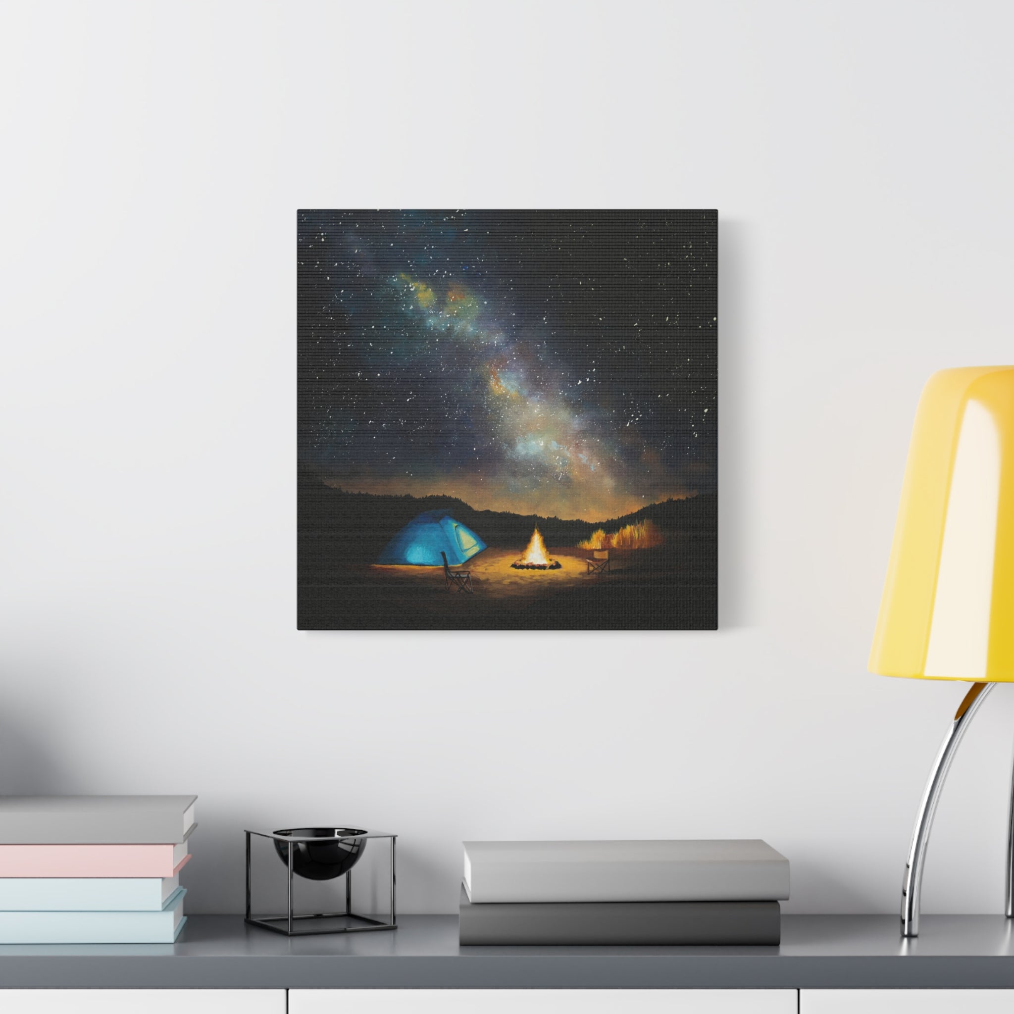 Campfire Under the Milky Way Matte Canvas Wall Art