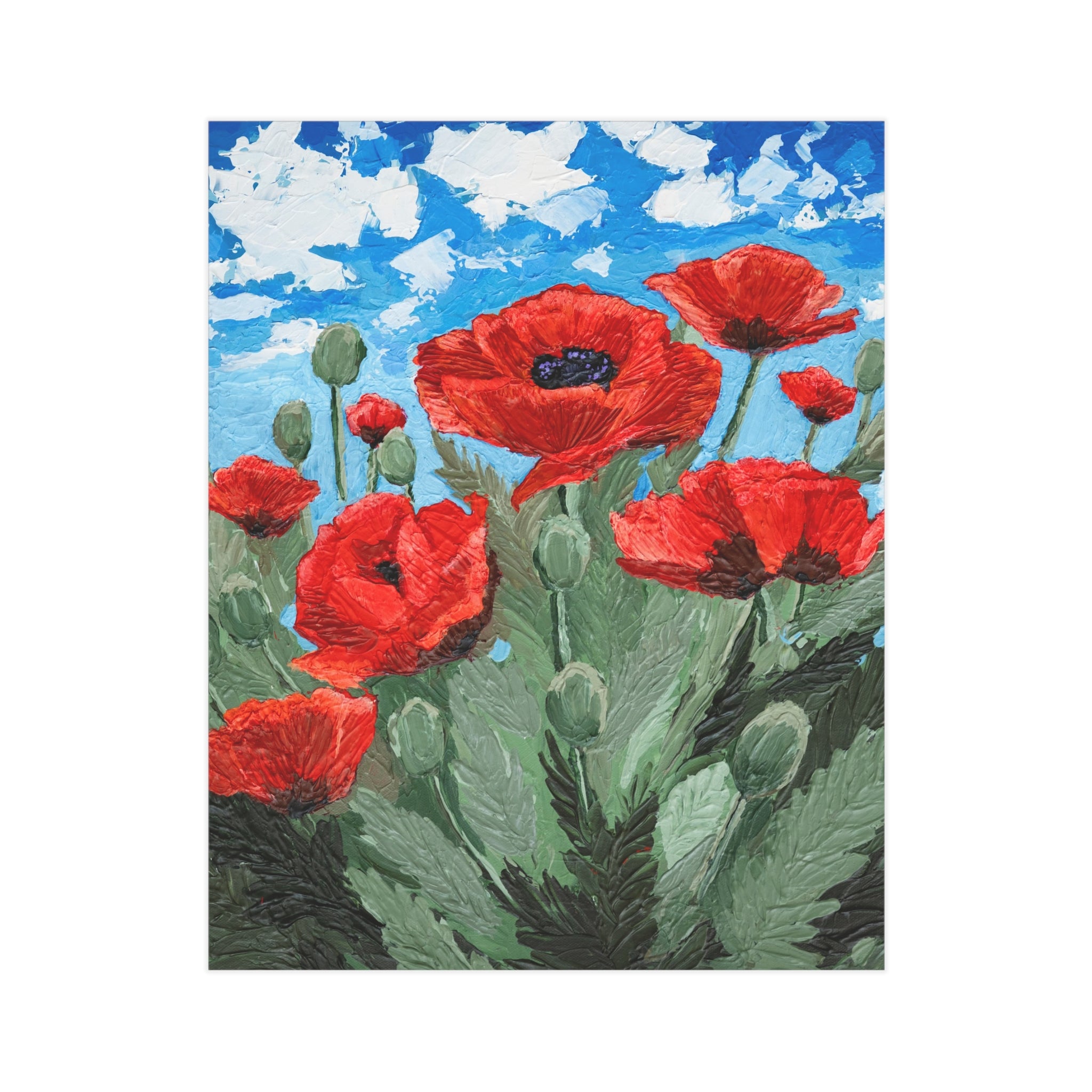 Poppy Field Art Print 5x7 and 8x10" — Vibrant Red Poppies Unframed Wall Art