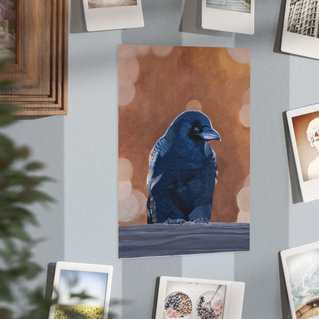 Crow Portrait Print — Blue Raven Unframed Art Print