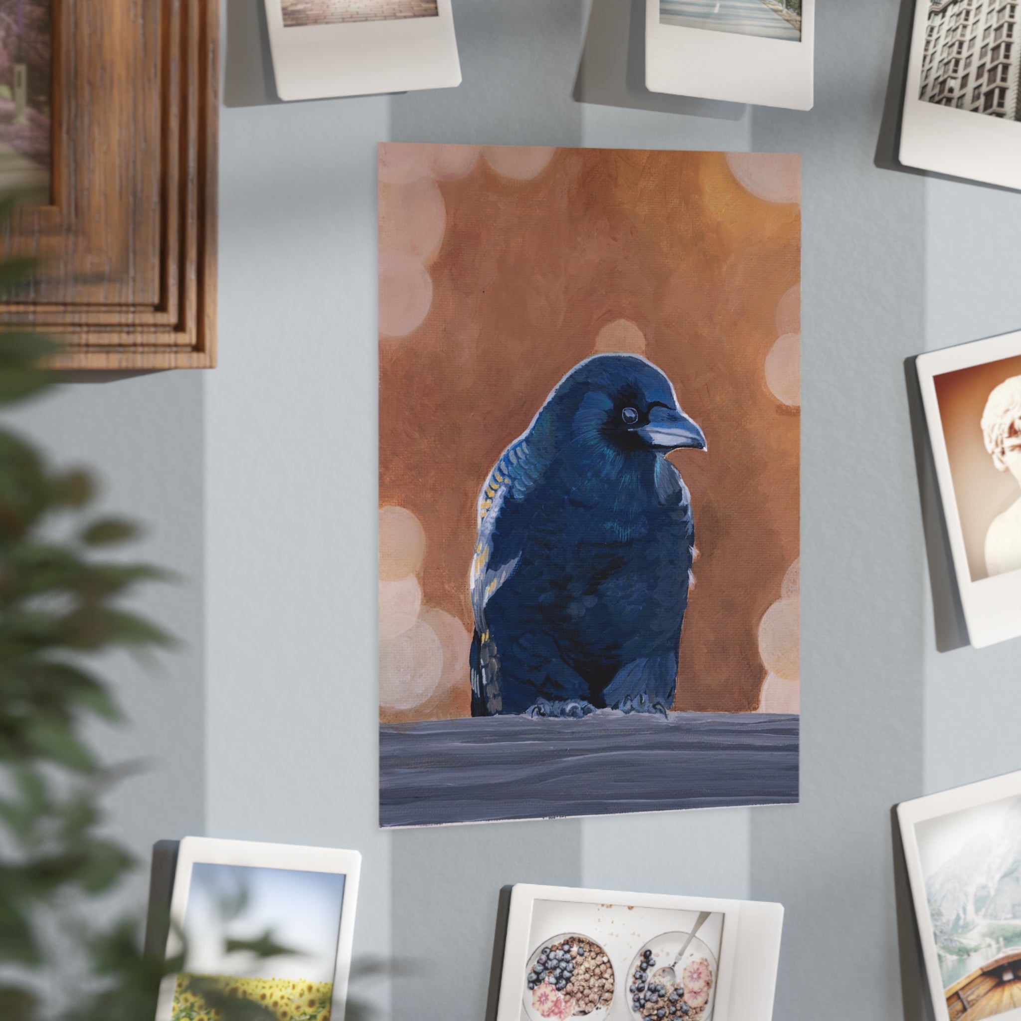 Crow Portrait Print — Blue Raven Unframed Art Print
