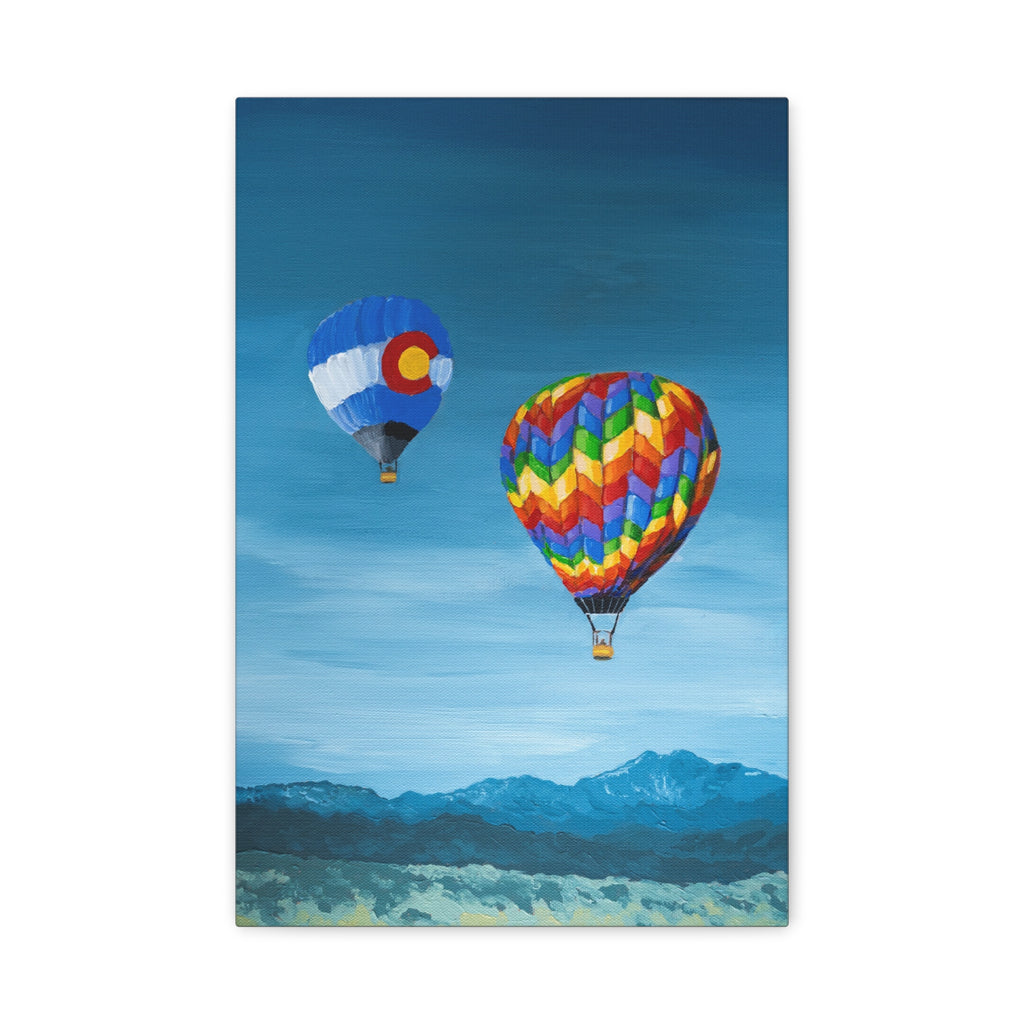 Hot Air Balloons Canvas Print — Colorful Mountain Sky Matte Stretched Wall Art