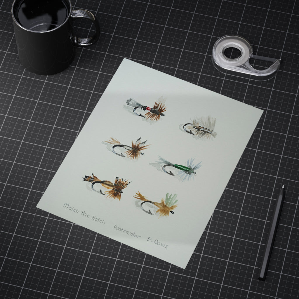 Watercolor Fly Fishing Print — 'Match the Hatch' Unframed Art Print