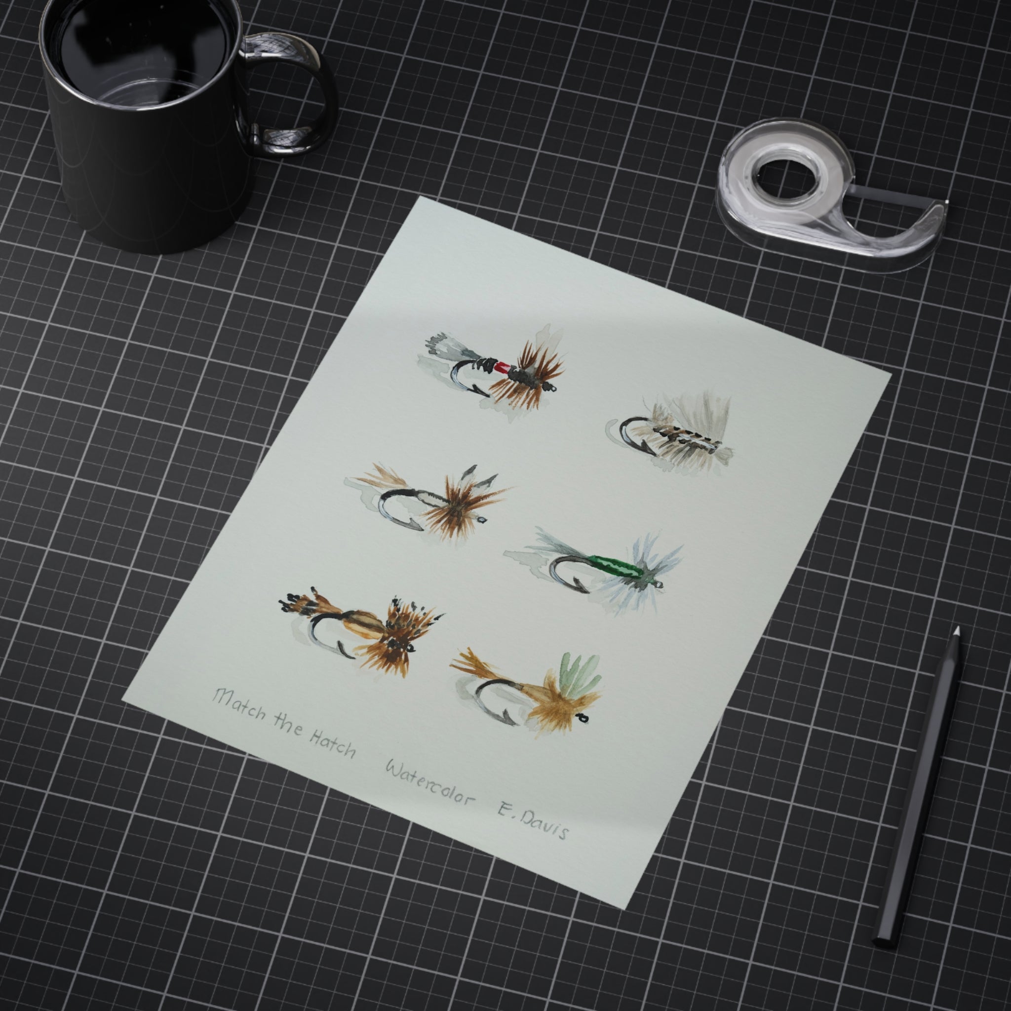 Watercolor Fly Fishing Print — 'Match the Hatch' Unframed Art Print