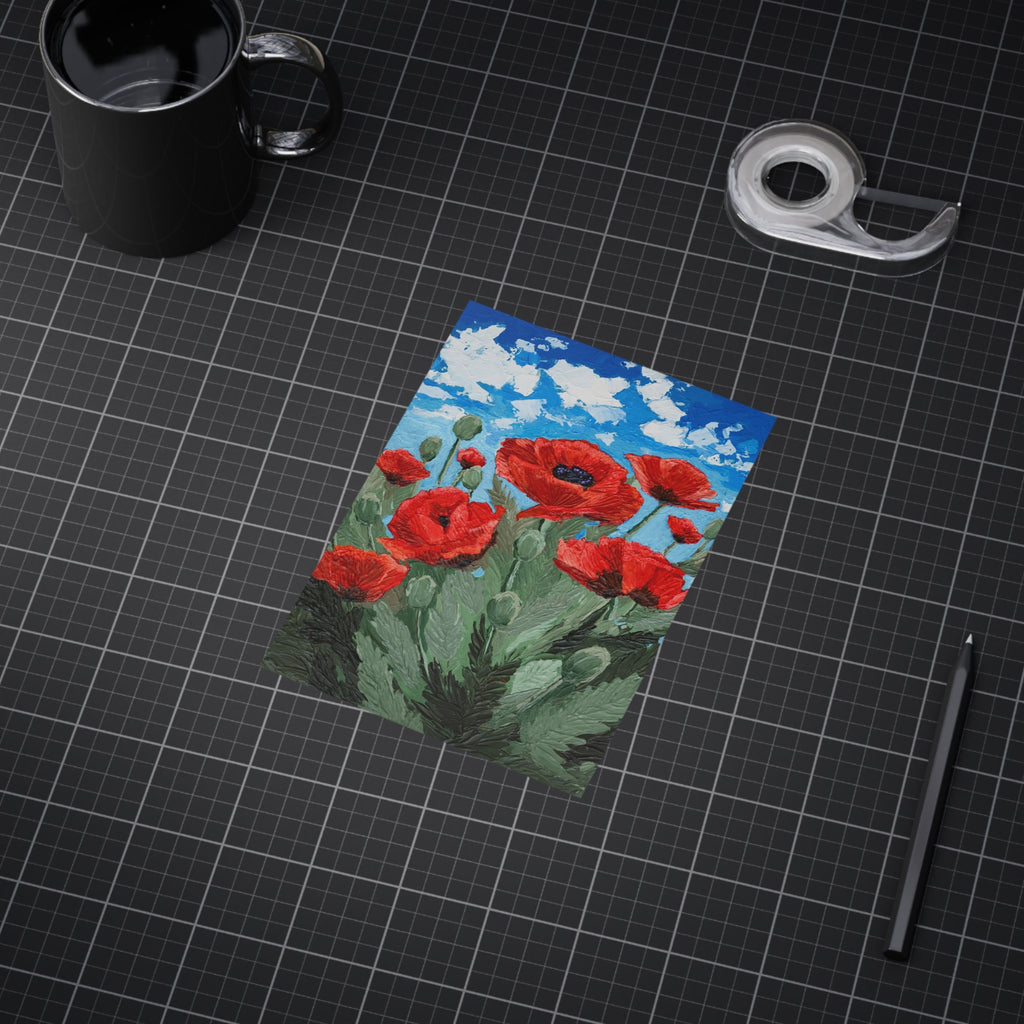 Poppy Field Art Print 5x7 and 8x10" — Vibrant Red Poppies Unframed Wall Art