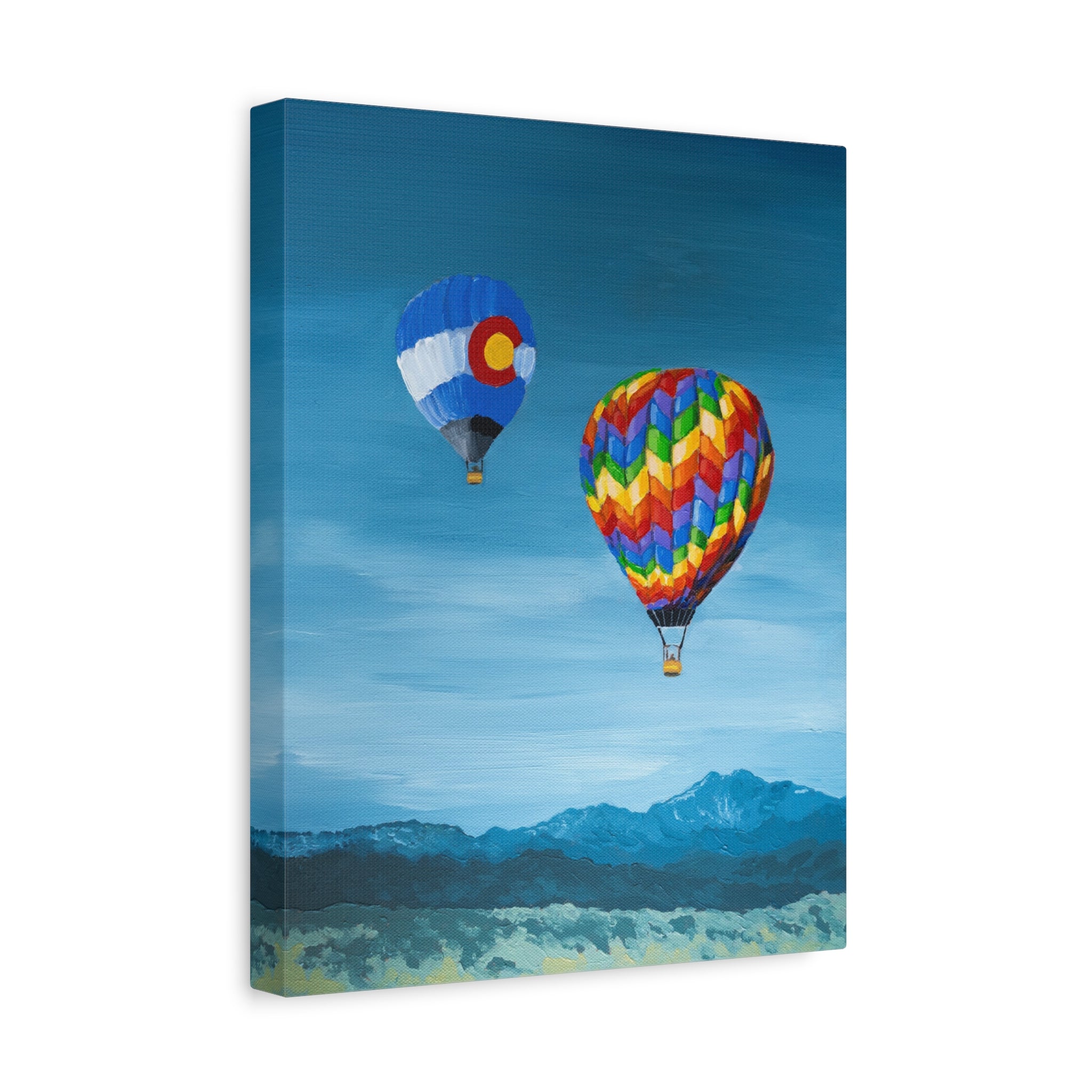 Hot Air Balloons Canvas Print — Colorful Mountain Sky Matte Stretched Wall Art