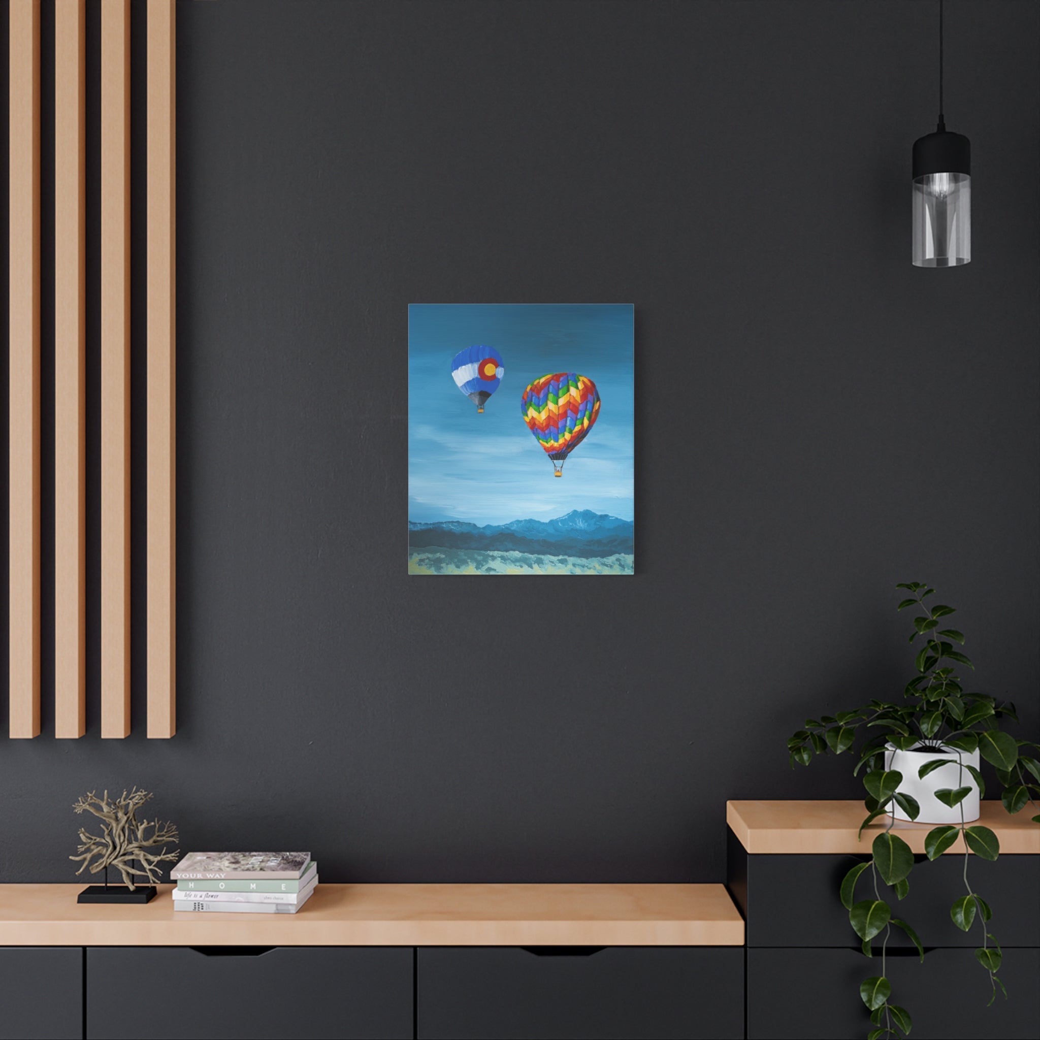 Hot Air Balloons Canvas Print — Colorful Mountain Sky Matte Stretched Wall Art