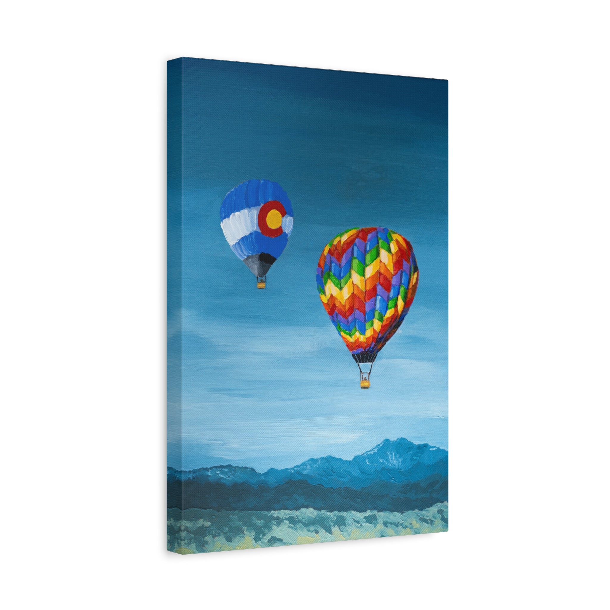 Hot Air Balloons Canvas Print — Colorful Mountain Sky Matte Stretched Wall Art