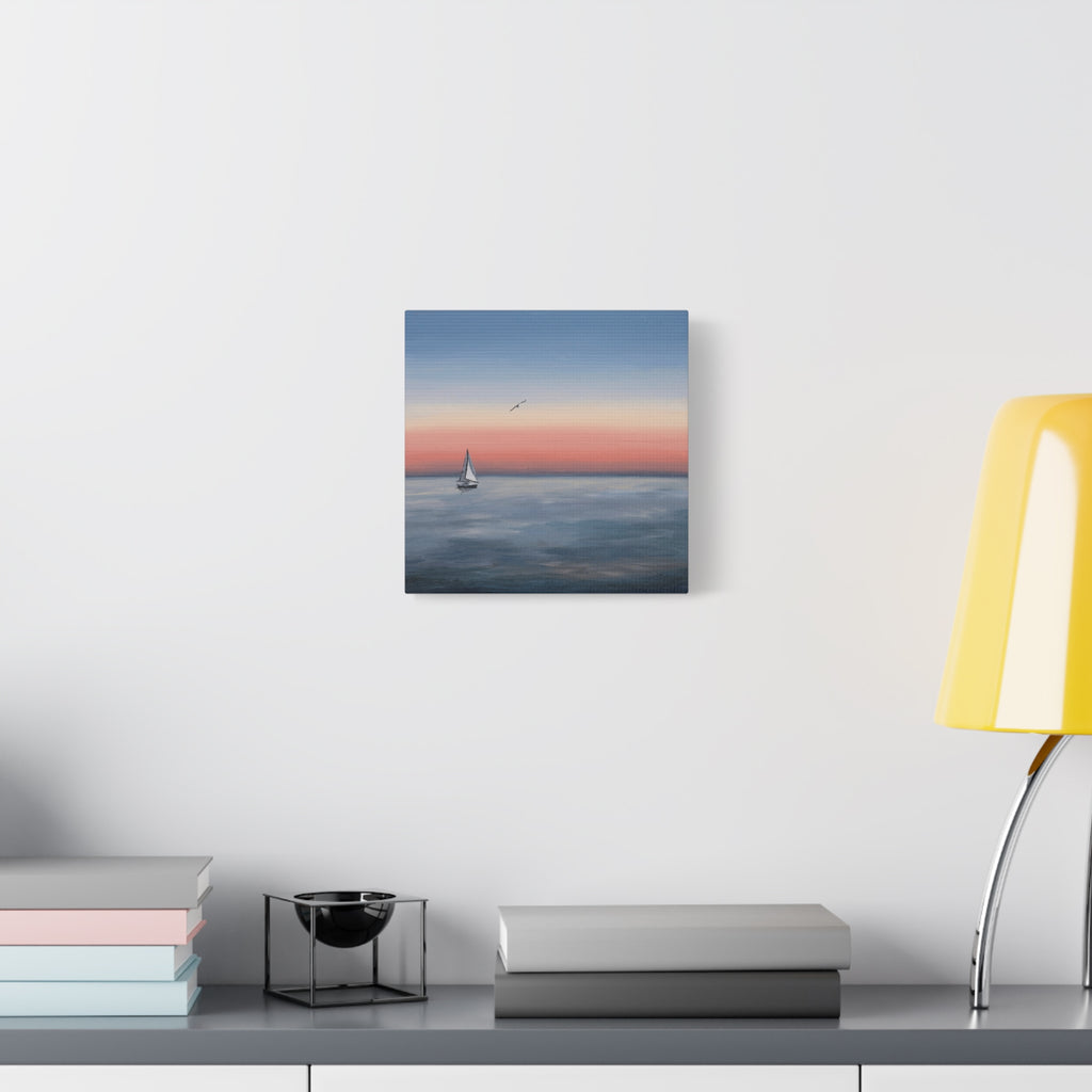 Seaside Serenity Matte Canvas Print — Sailboat Sunset Wall Art