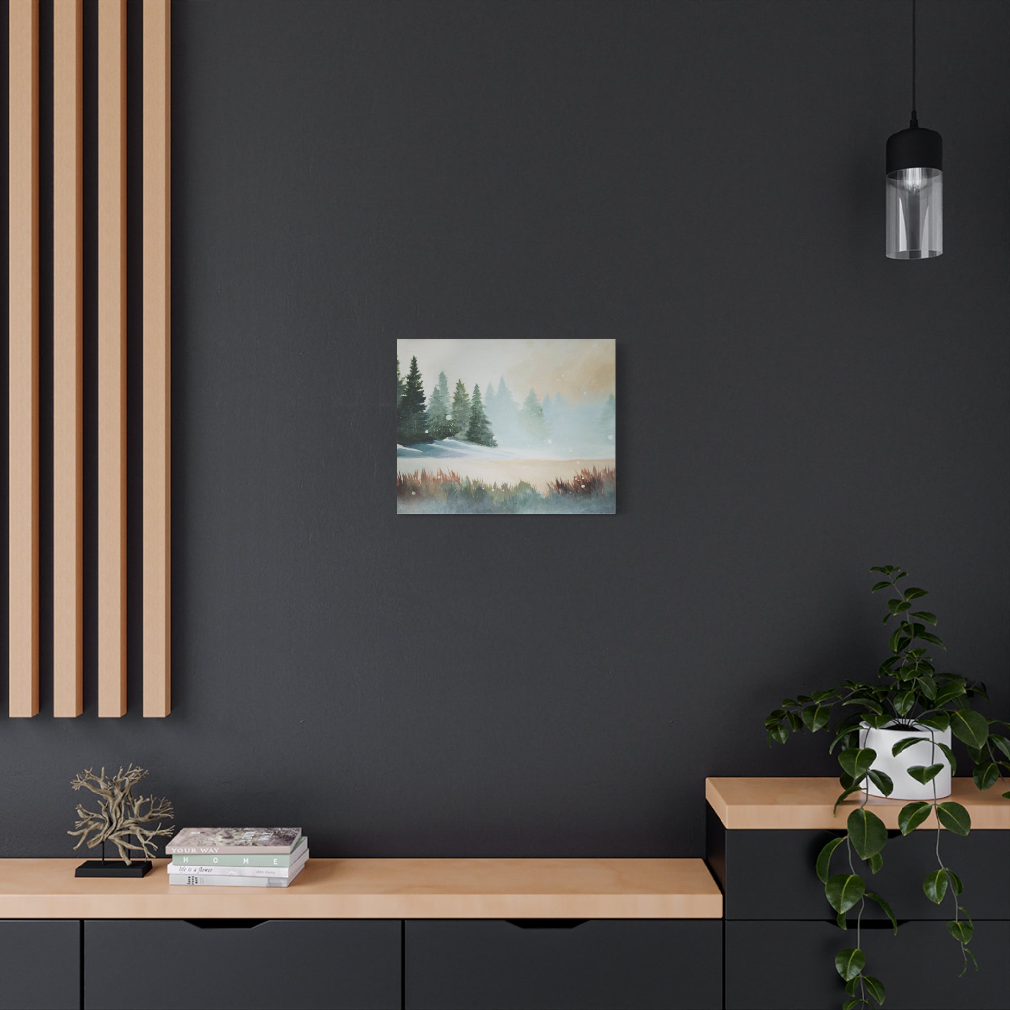 Winter Pines Landscape Canvas – Matte Stretched Wall Art
