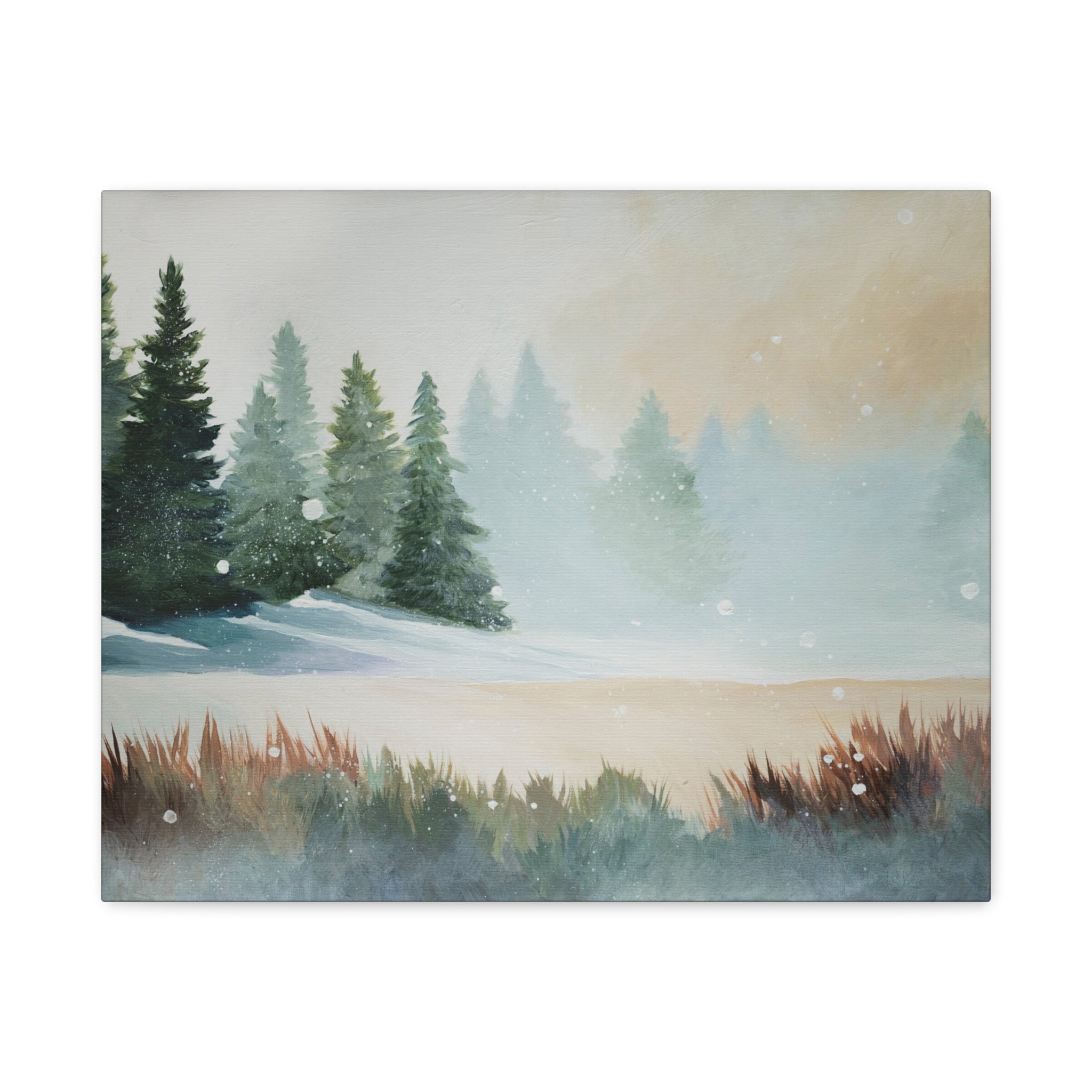 Winter Pines Landscape Canvas – Matte Stretched Wall Art
